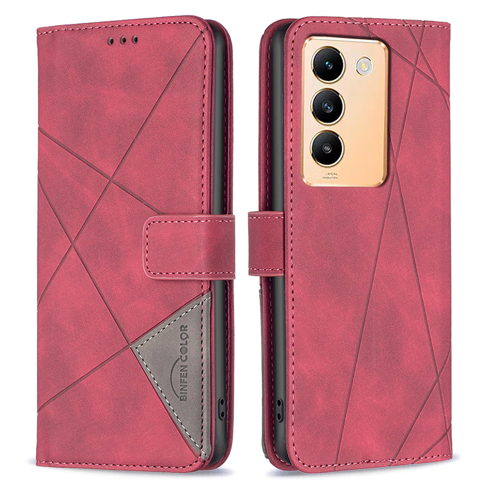 BINFEN COLOR BF05 For vivo Y200e 5G Wallet Case Geometric Imprinted Cell Phone Cover