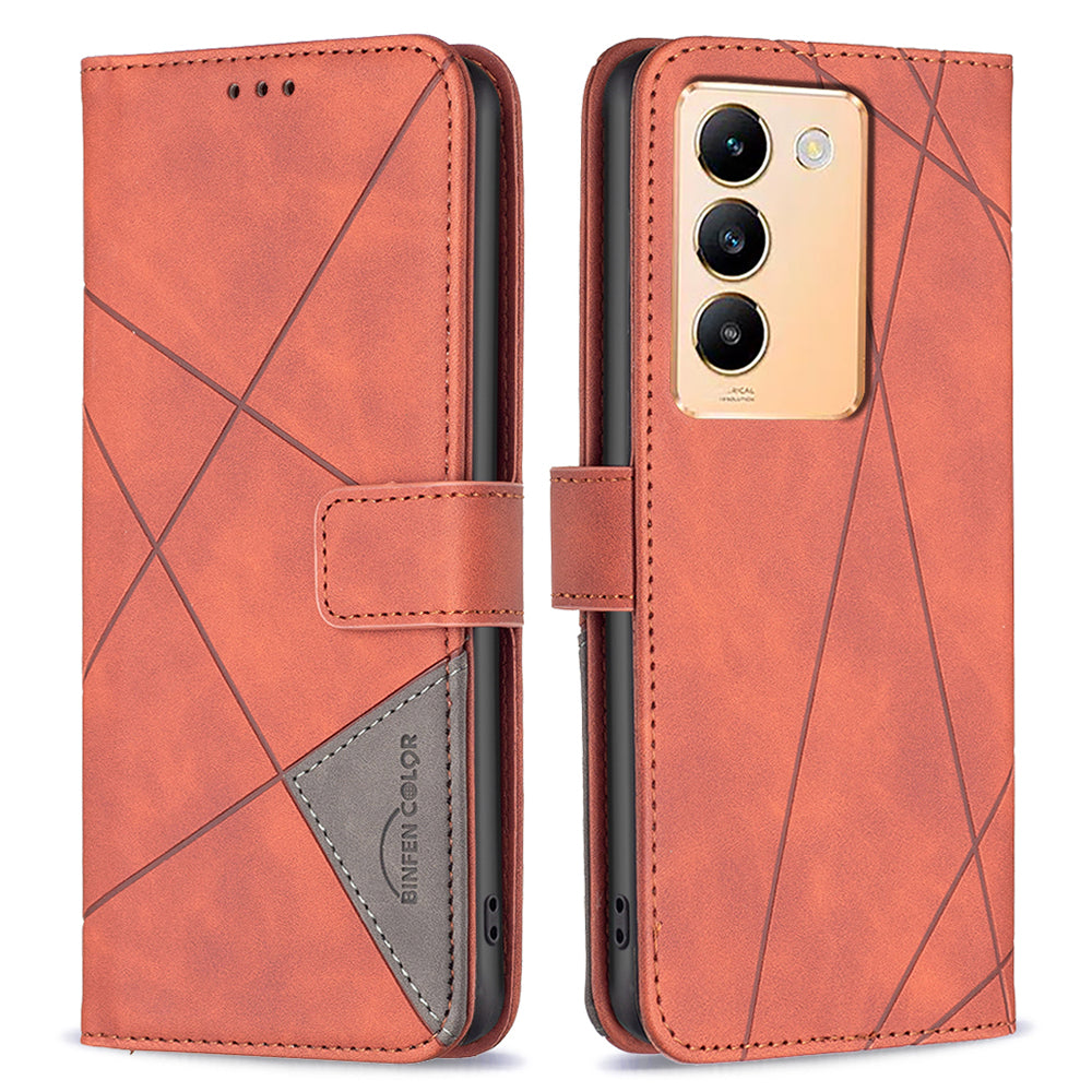 BINFEN COLOR BF05 For vivo Y200e 5G Wallet Case Geometric Imprinted Cell Phone Cover