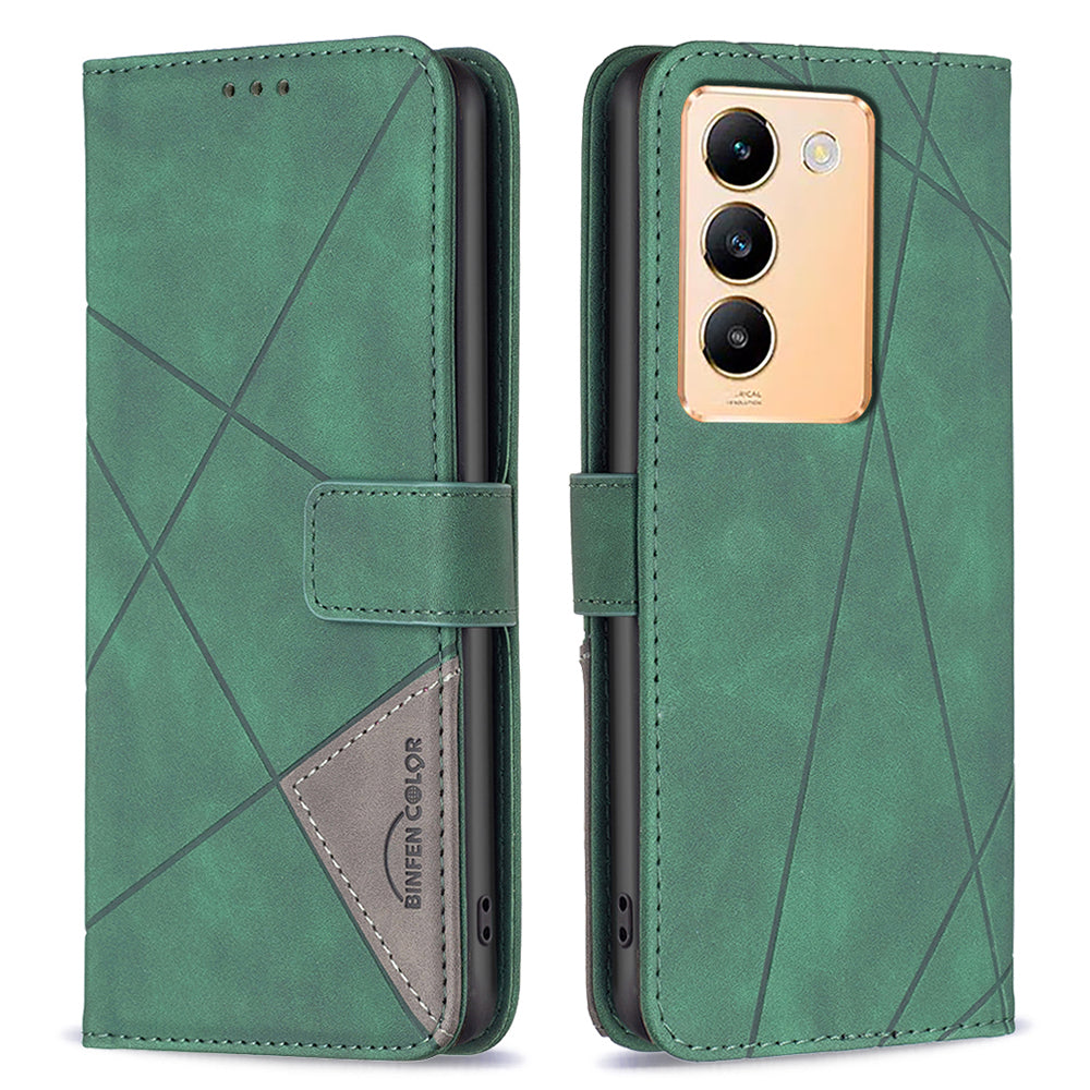 BINFEN COLOR BF05 For vivo Y200e 5G Wallet Case Geometric Imprinted Cell Phone Cover