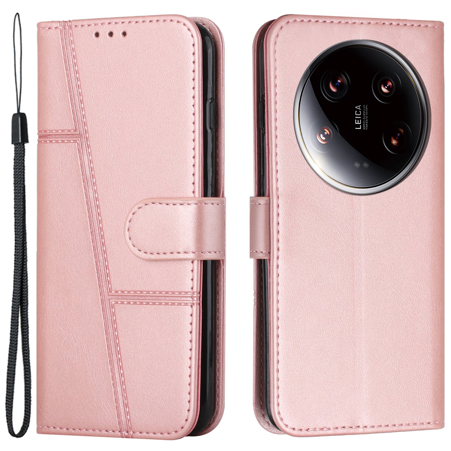 For Xiaomi 14 Ultra Case Viewing Stand Flip Leather Phone Cover with Strap