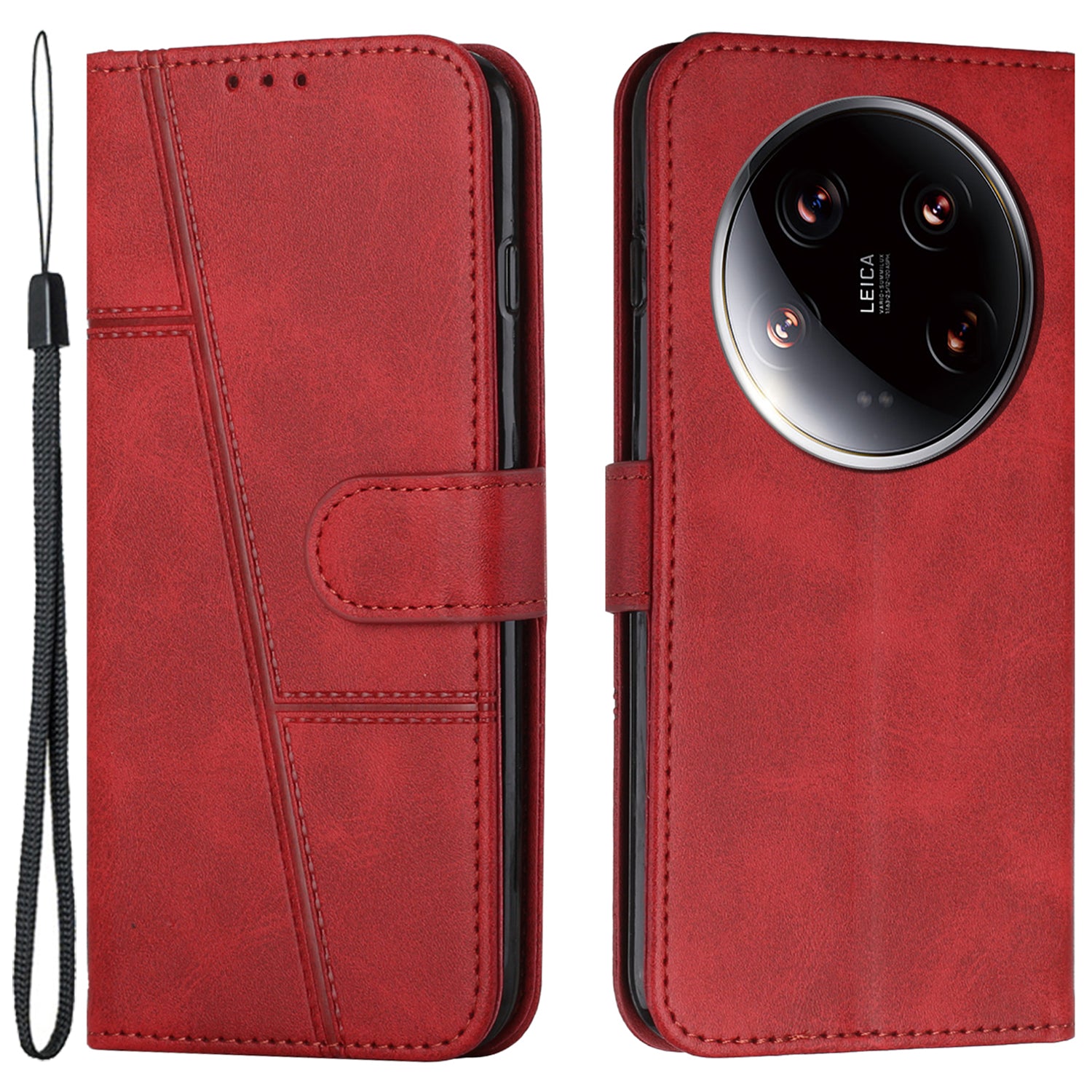 For Xiaomi 14 Ultra Case Viewing Stand Flip Leather Phone Cover with Strap