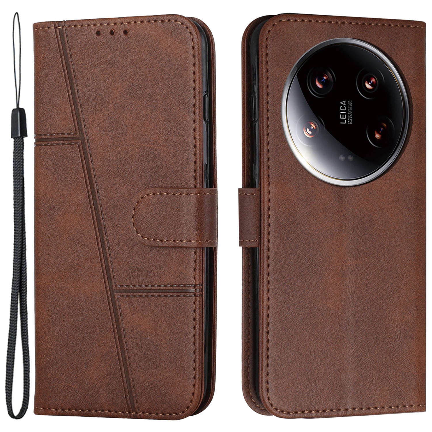 For Xiaomi 14 Ultra Case Viewing Stand Flip Leather Phone Cover with Strap