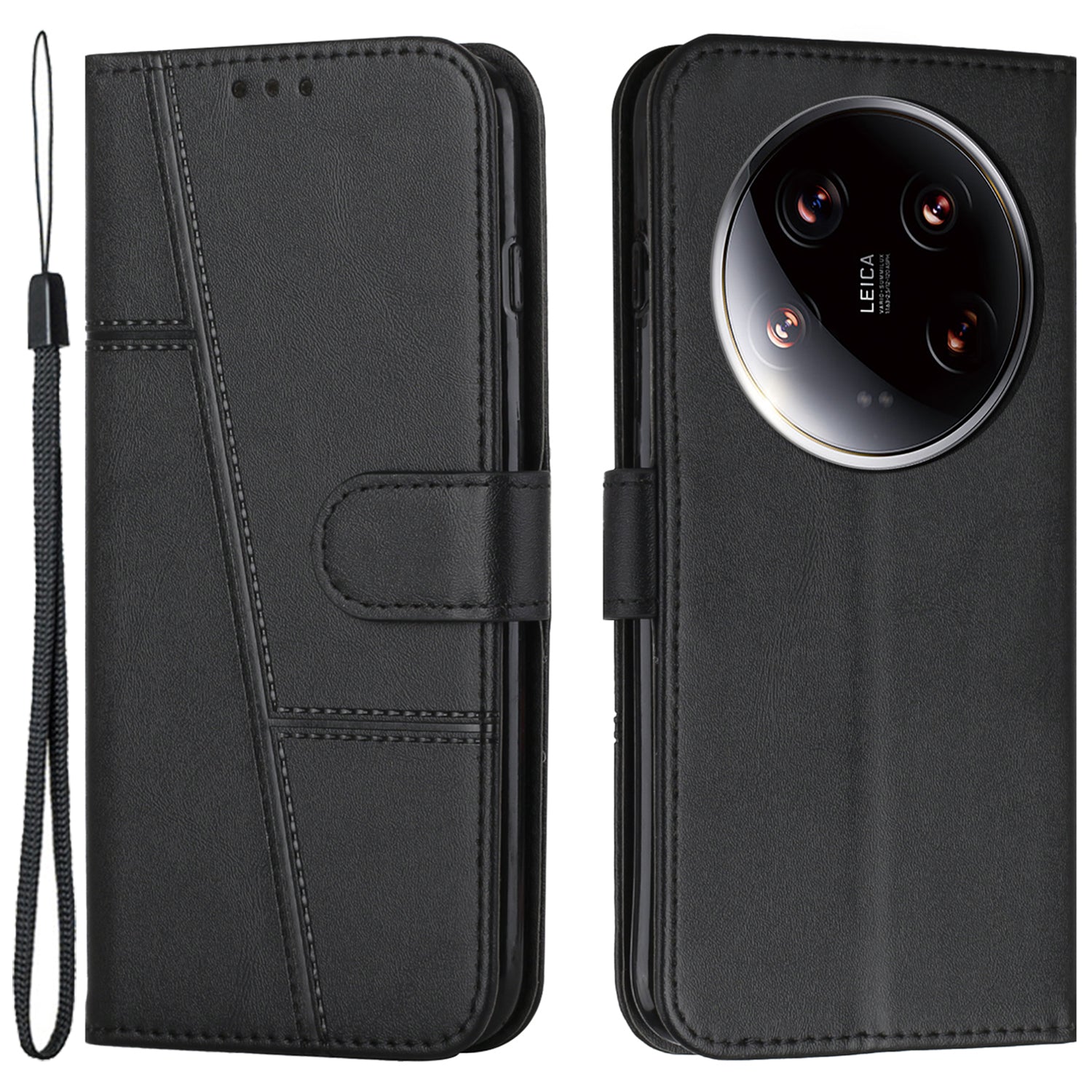 For Xiaomi 14 Ultra Case Viewing Stand Flip Leather Phone Cover with Strap