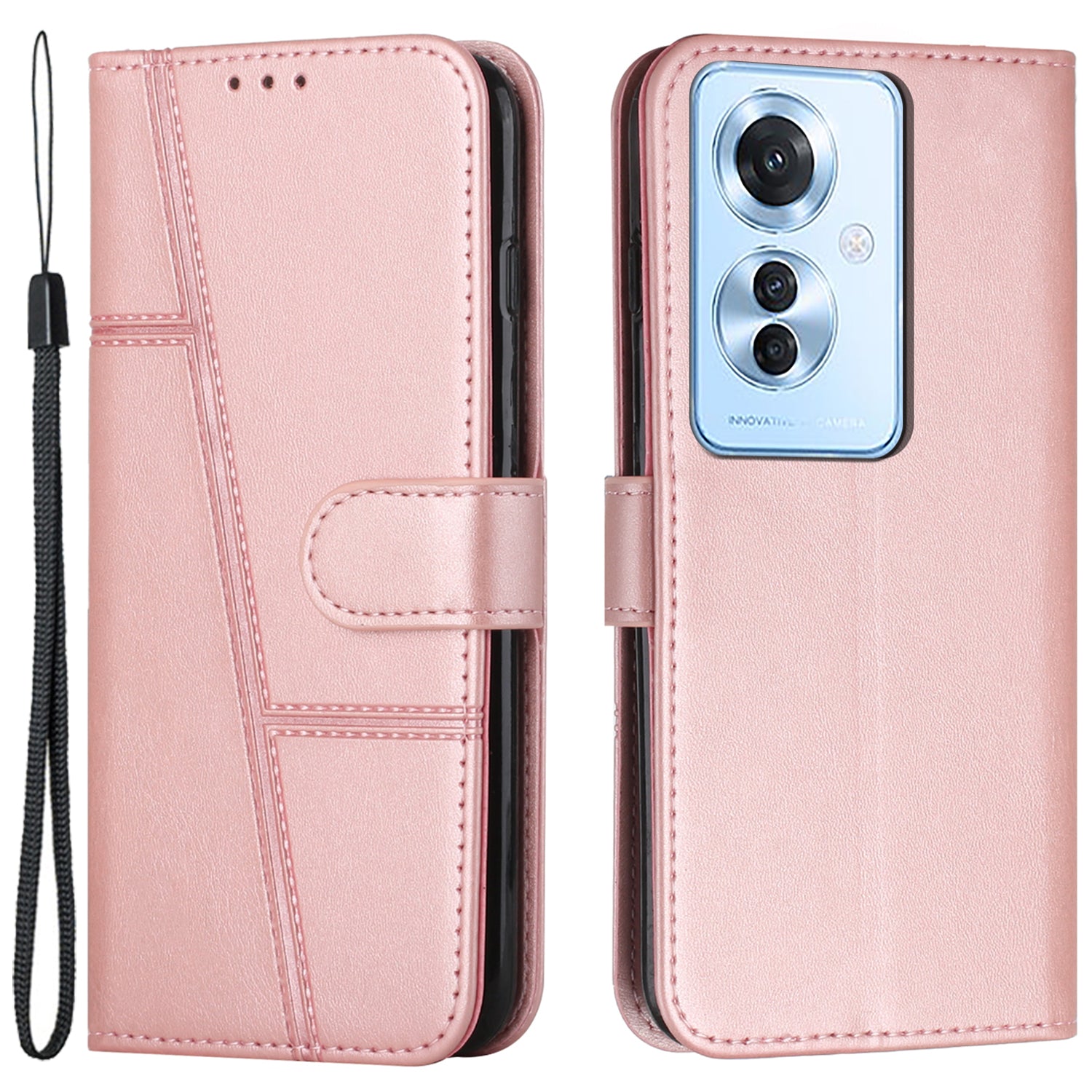 For Oppo Reno11 F 5G / F25 Pro 5G Case PU Leather Calf Texture Phone Cover with 3 Card Holder