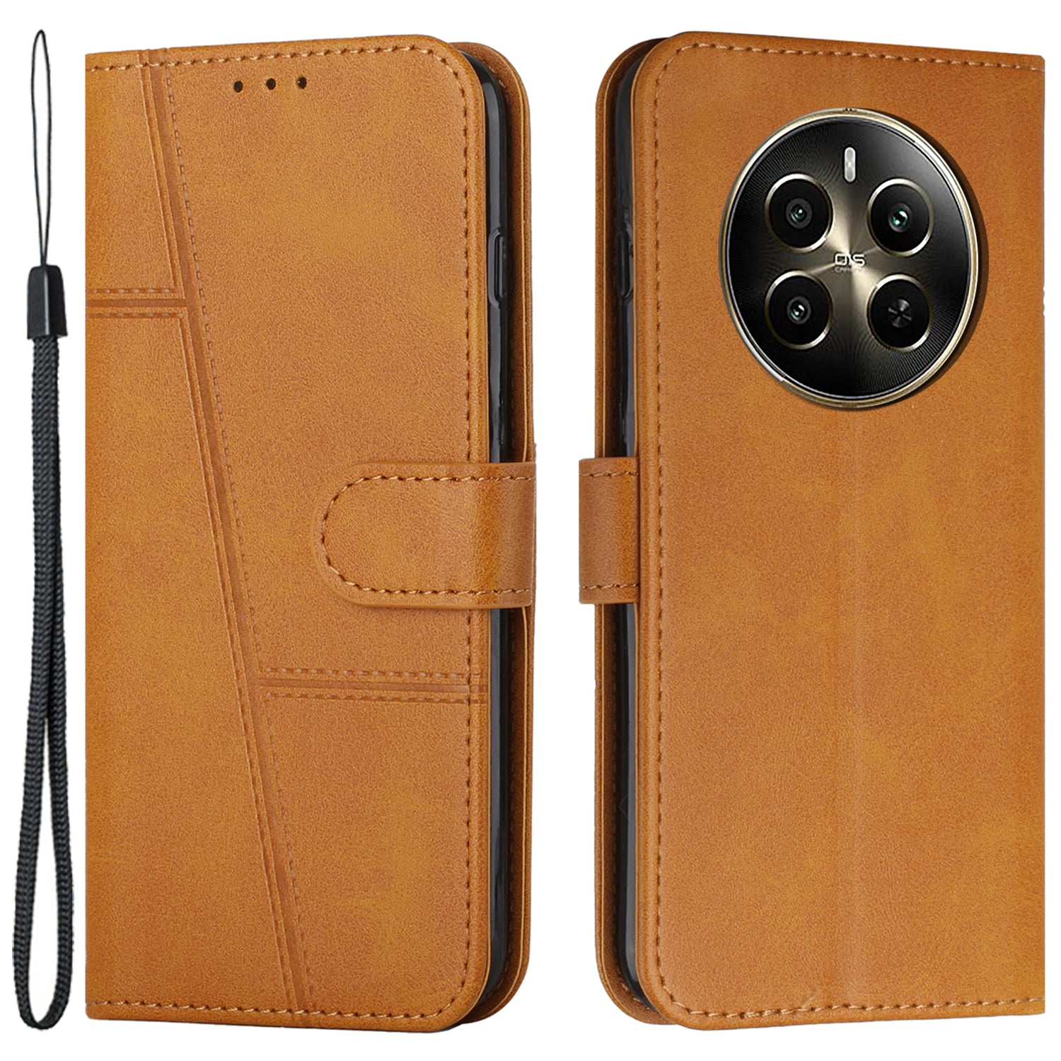For Realme 12 Pro 5G / 12 Pro+ 5G Case Flip Folio Leather Calf Texture Cell Phone Cover