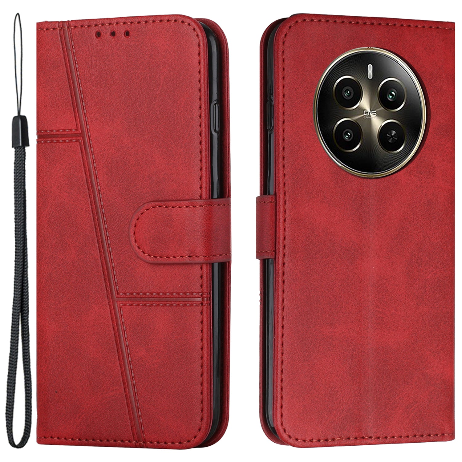 For Realme 12 Pro 5G / 12 Pro+ 5G Case Flip Folio Leather Calf Texture Cell Phone Cover