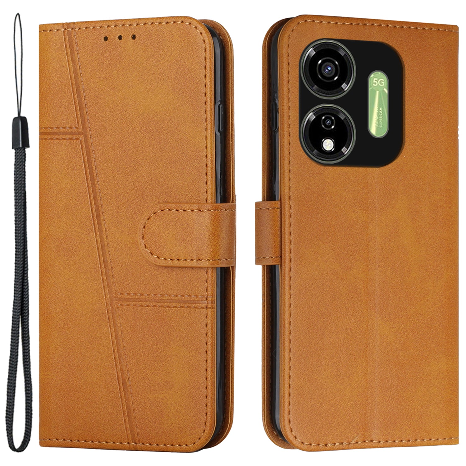 For Transsion itel P55 5G P661N Case Calf Texture PU Leather Stand Function Phone Cover