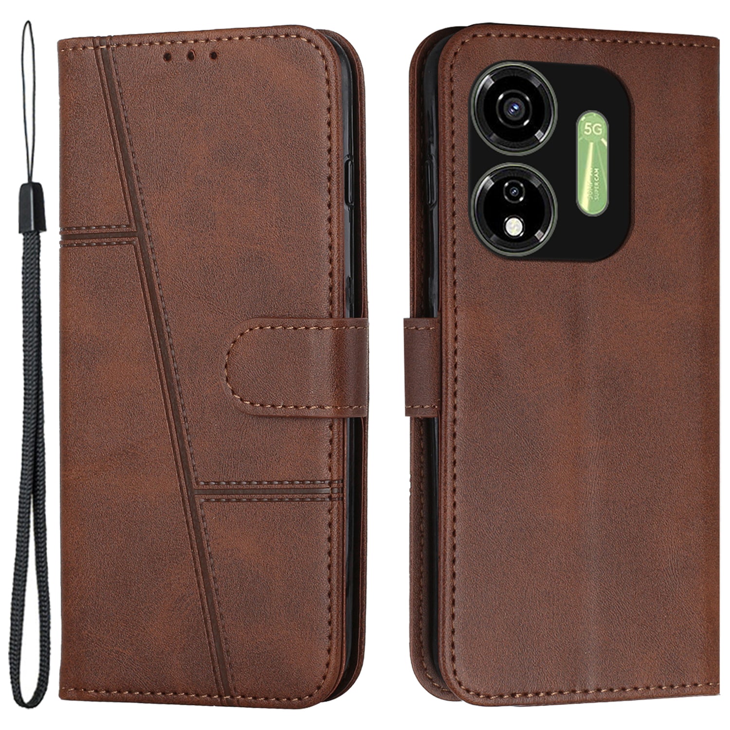 For Transsion itel P55 5G P661N Case Calf Texture PU Leather Stand Function Phone Cover