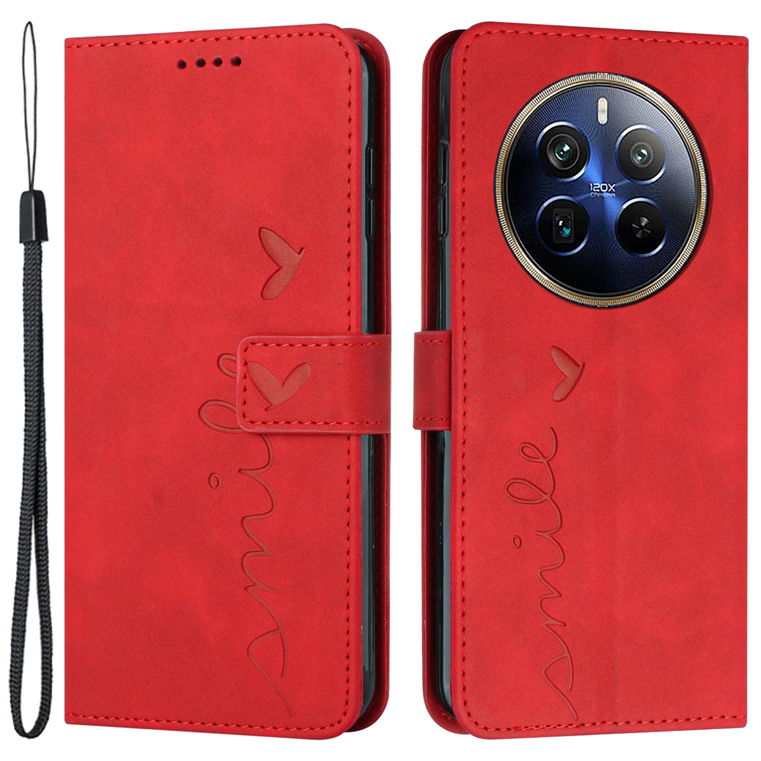 For Realme 12 Pro 5G / 12 Pro+ 5G Case Love Heart PU Leather Flip Wallet Flip Phone Cover