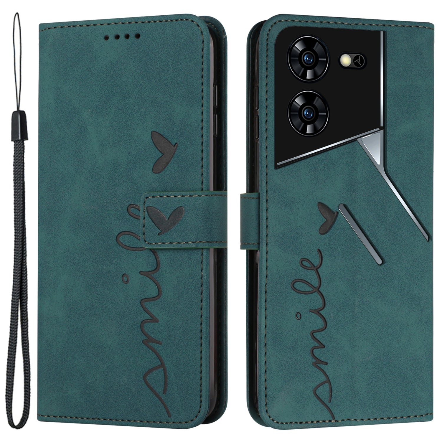 For Transsion Tecno Pova 5 Pro 5G Case with Card Holder PU Leather Imprinted Heart Flip Phone Cover