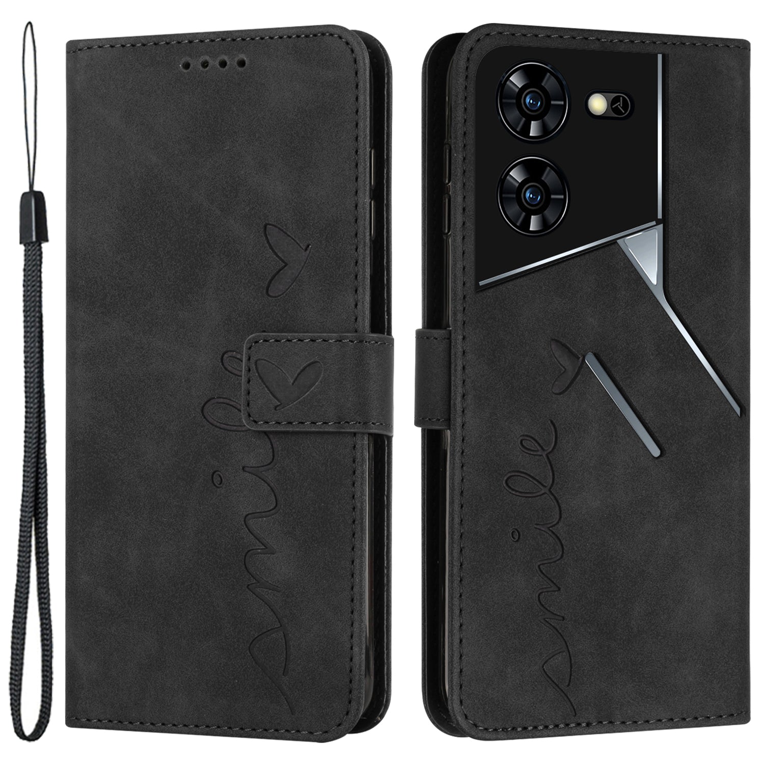 For Transsion Tecno Pova 5 Pro 5G Case with Card Holder PU Leather Imprinted Heart Flip Phone Cover