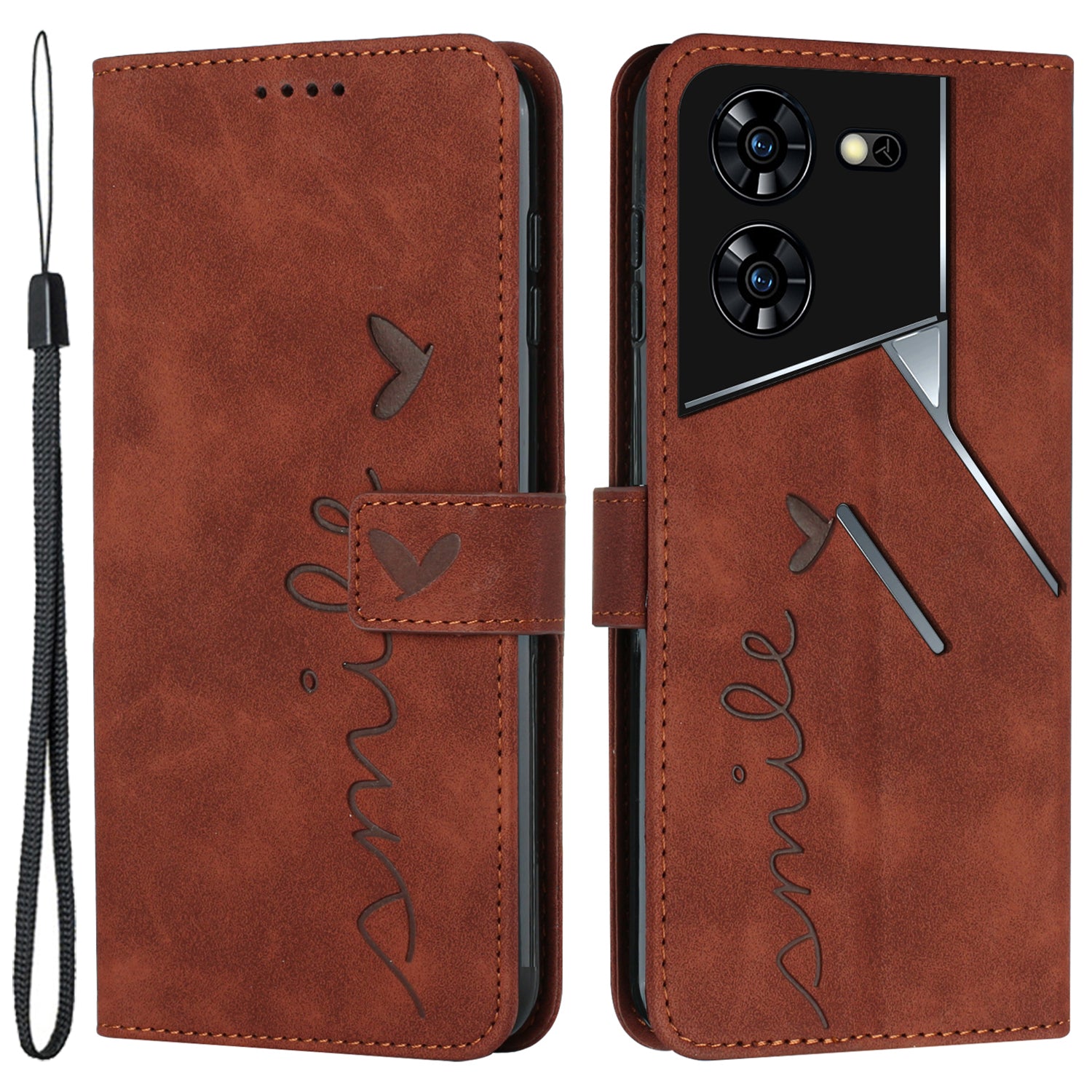 For Transsion Tecno Pova 5 Pro 5G Case with Card Holder PU Leather Imprinted Heart Flip Phone Cover