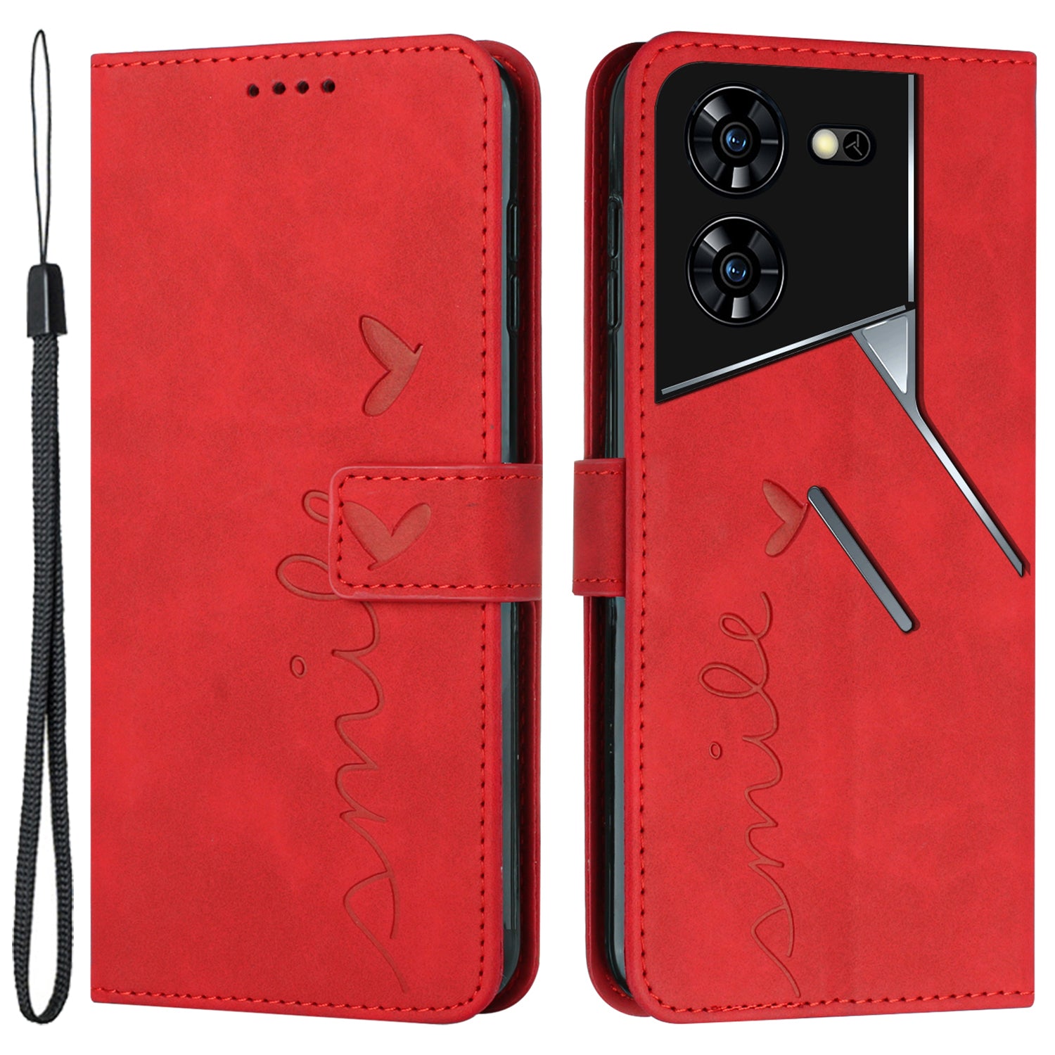 For Transsion Tecno Pova 5 Pro 5G Case with Card Holder PU Leather Imprinted Heart Flip Phone Cover