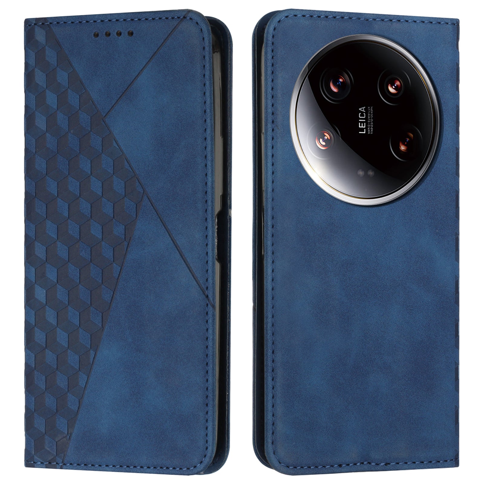 For Xiaomi 14 Ultra Case Magnetic Closure PU Leather Rhombus Phone Cover