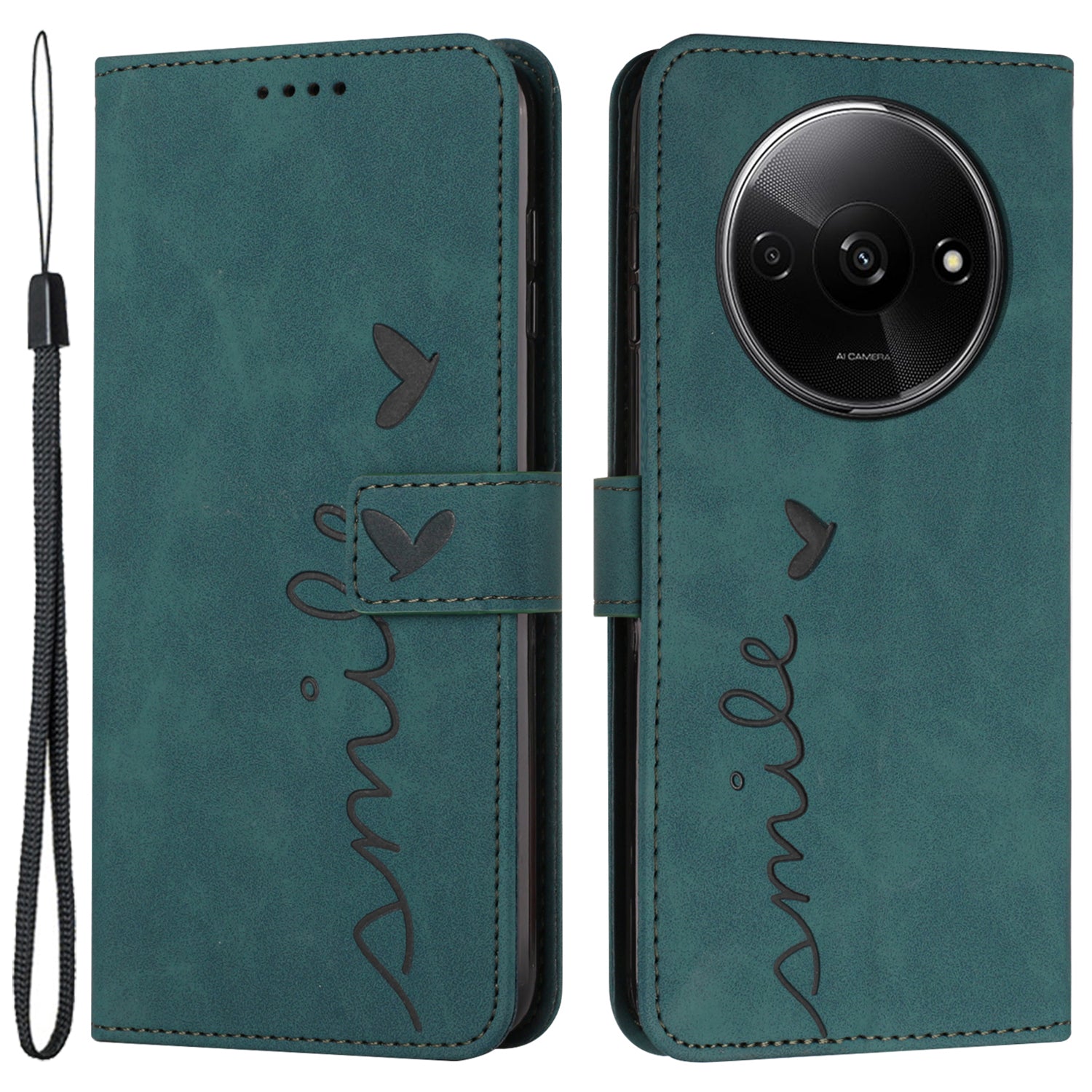 For Xiaomi Redmi A3 / Poco C61 4G Case Heart Shockproof Leather Flip Handbag Phone Cover