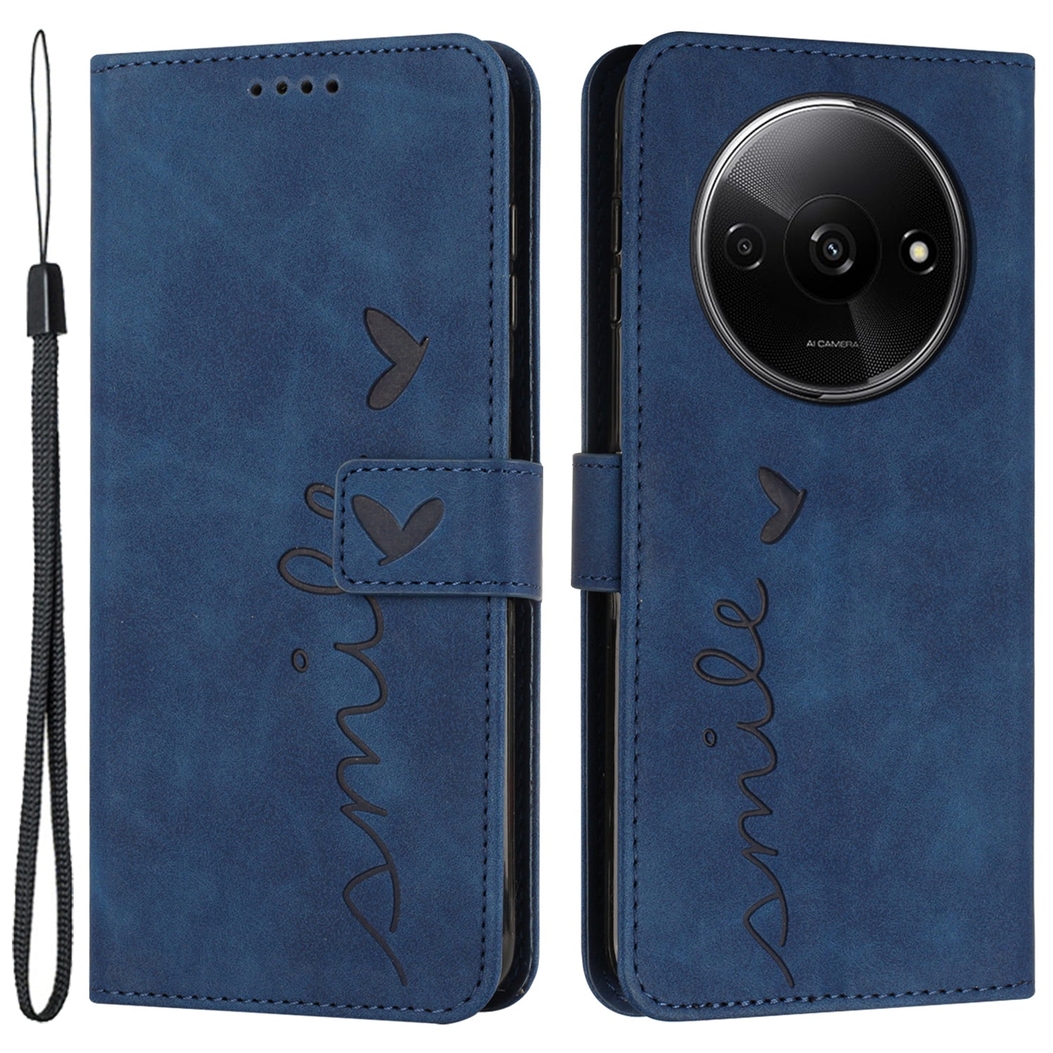 For Xiaomi Redmi A3 / Poco C61 4G Case Heart Shockproof Leather Flip Handbag Phone Cover