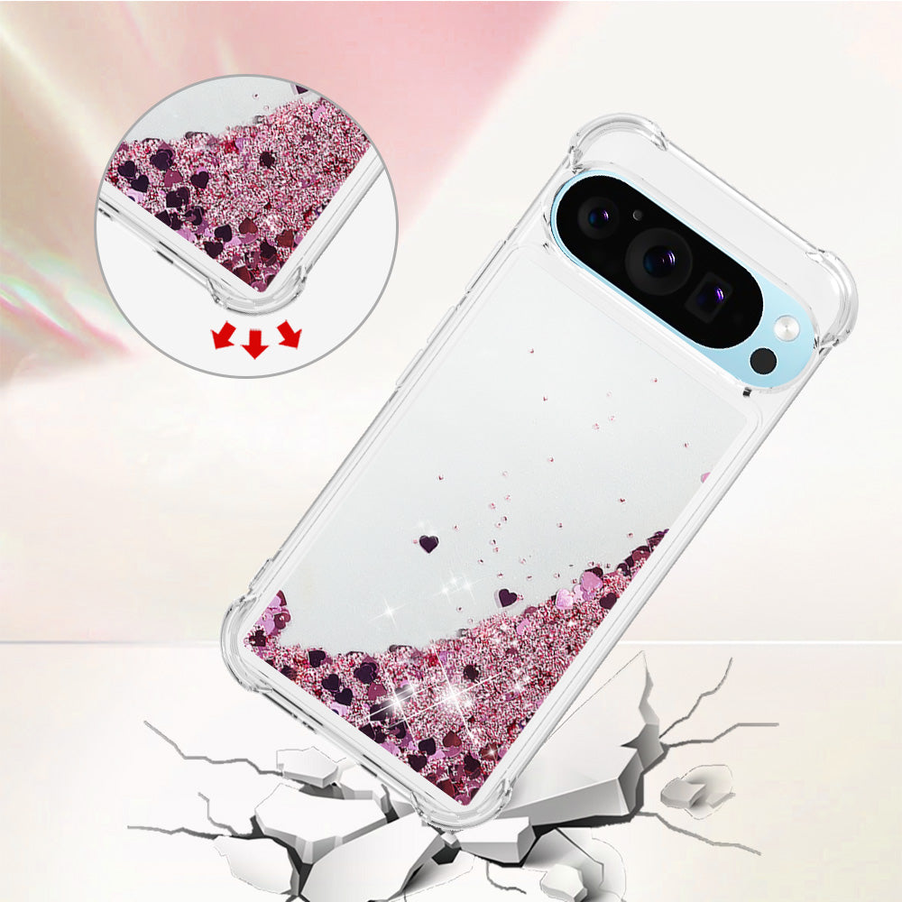 YB Quicksand Series-1 For Google Pixel 9 Case Sequins Liquid Protective TPU Phone Cover