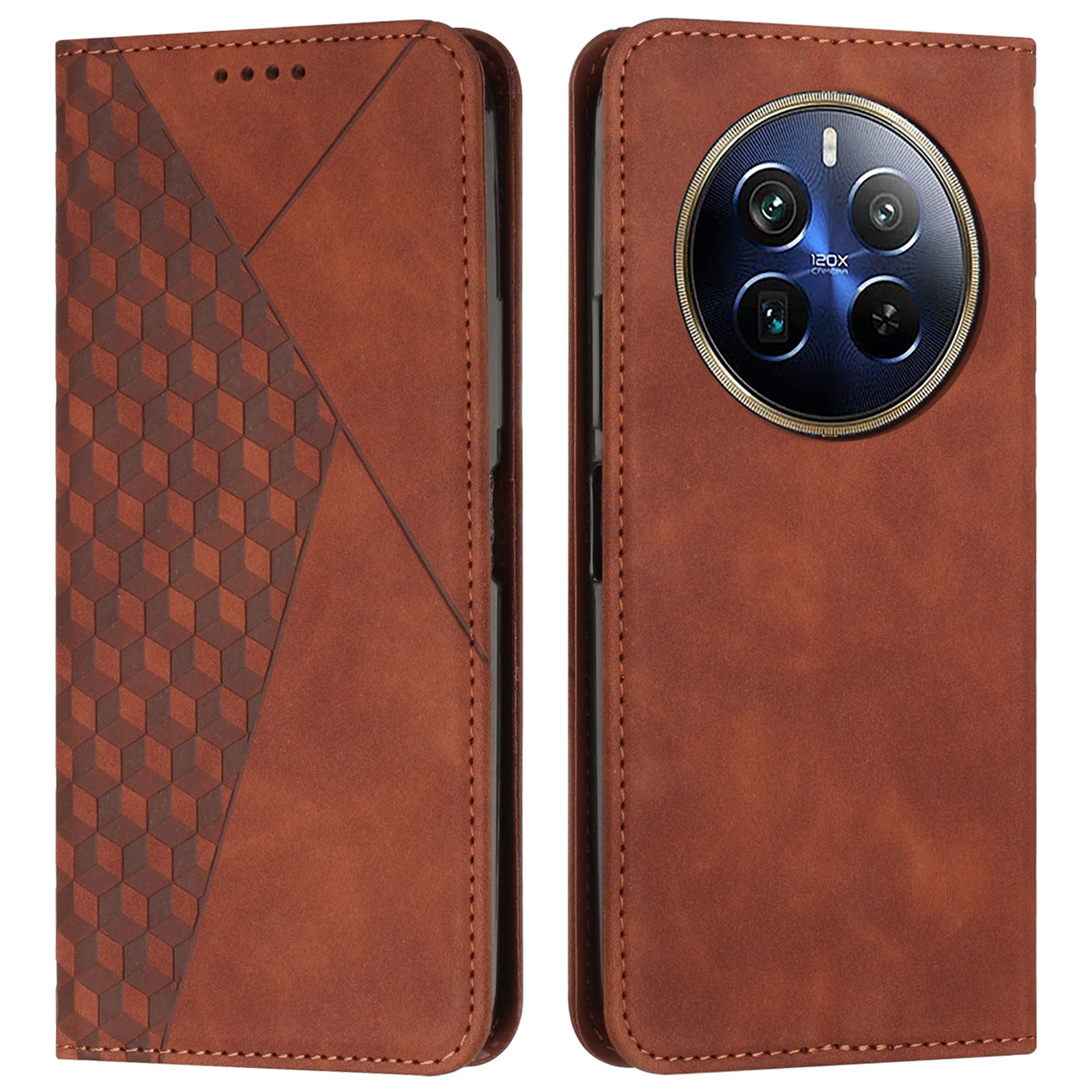 For Realme 12 Pro 5G / 12 Pro+ 5G Case Splicing Rhombus PU Leather Wallet Flip Phone Cover with Stand