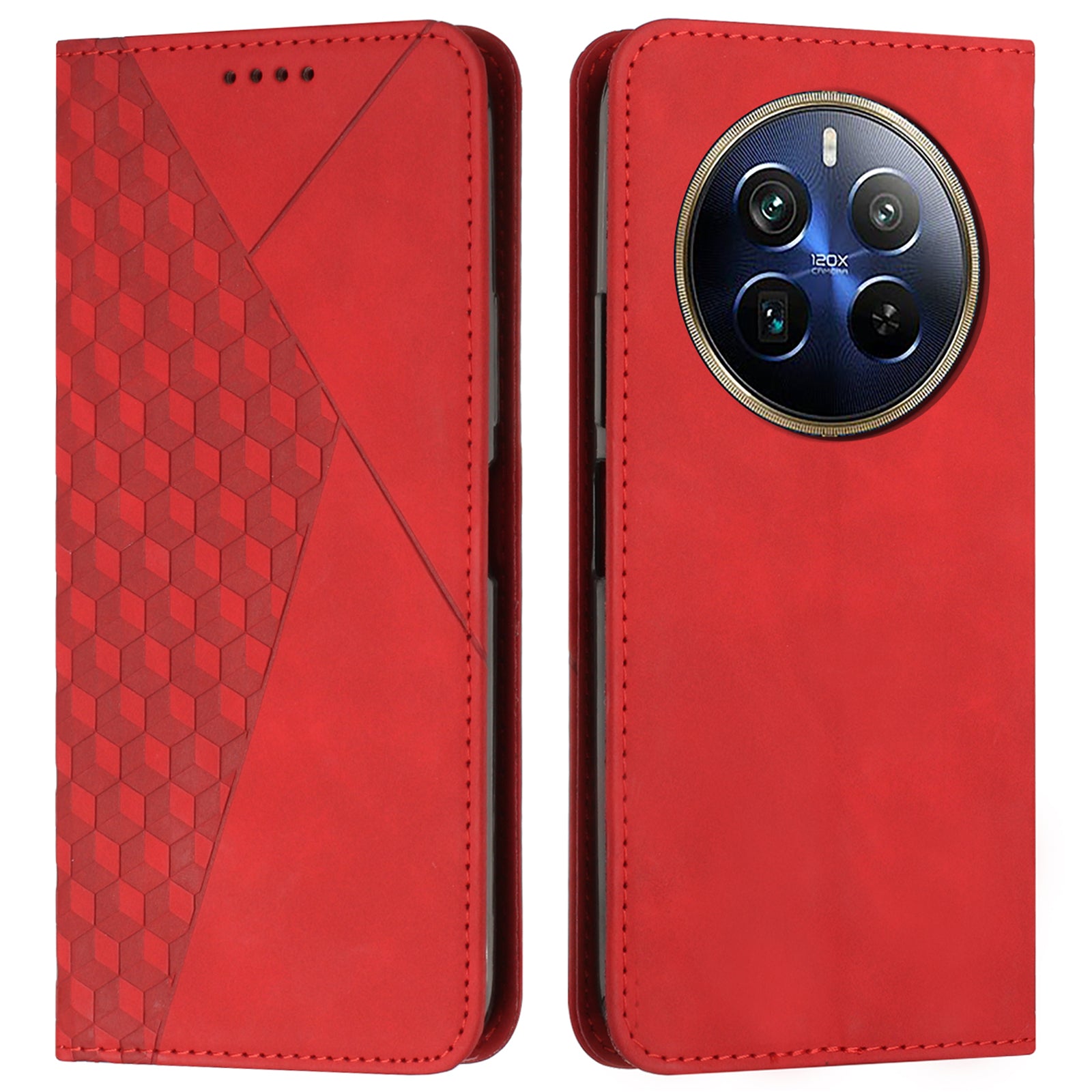 For Realme 12 Pro 5G / 12 Pro+ 5G Case Splicing Rhombus PU Leather Wallet Flip Phone Cover with Stand