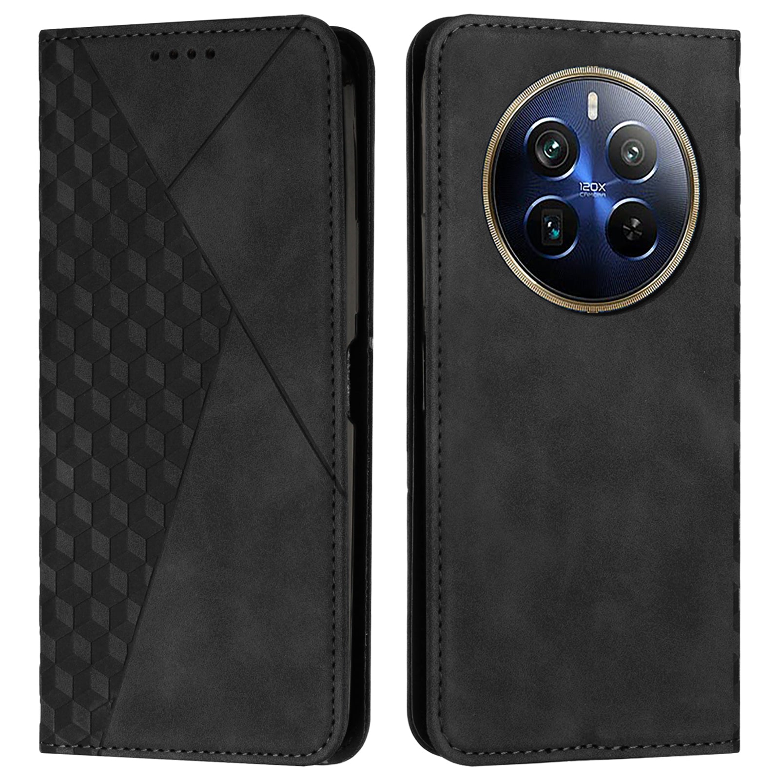 For Realme 12 Pro 5G / 12 Pro+ 5G Case Splicing Rhombus PU Leather Wallet Flip Phone Cover with Stand