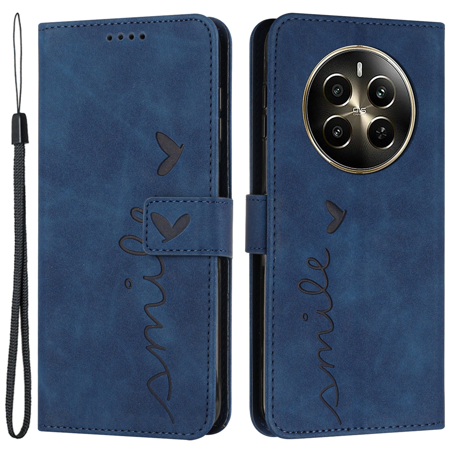 For Realme 12 Pro 5G / 12 Pro+ 5G Case Skin-touch Leather Flip Stand View Phone Cover with Strap
