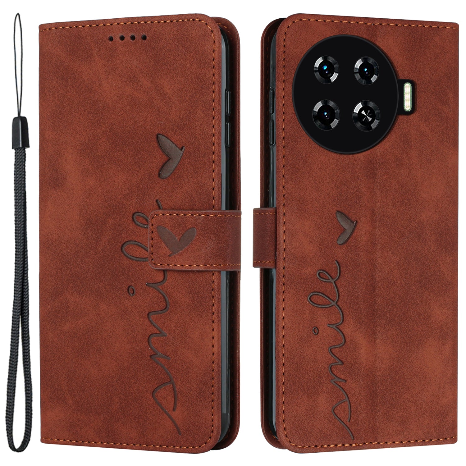 For Transsion Tecno Spark 20 Pro+ Case Skin-touch Leather Love Heart Phone Cover with Magnetic Closure