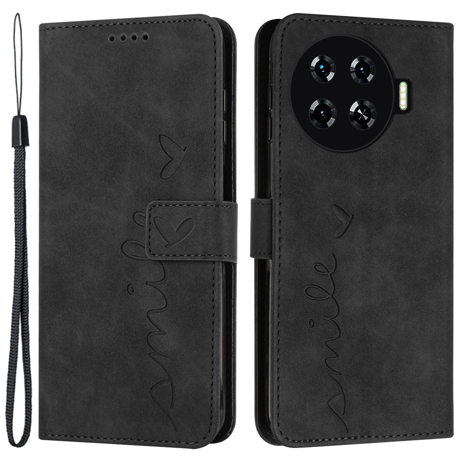 For Transsion Tecno Spark 20 Pro+ Case Skin-touch Leather Love Heart Phone Cover with Magnetic Closure