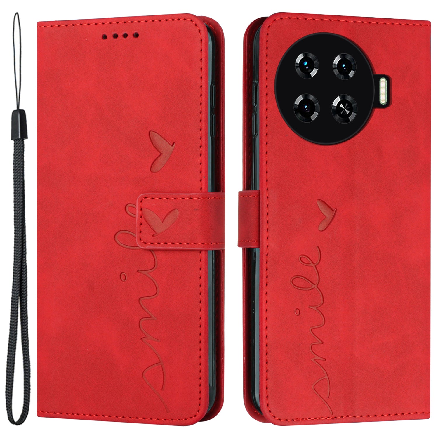 For Transsion Tecno Spark 20 Pro+ Case Skin-touch Leather Love Heart Phone Cover with Magnetic Closure