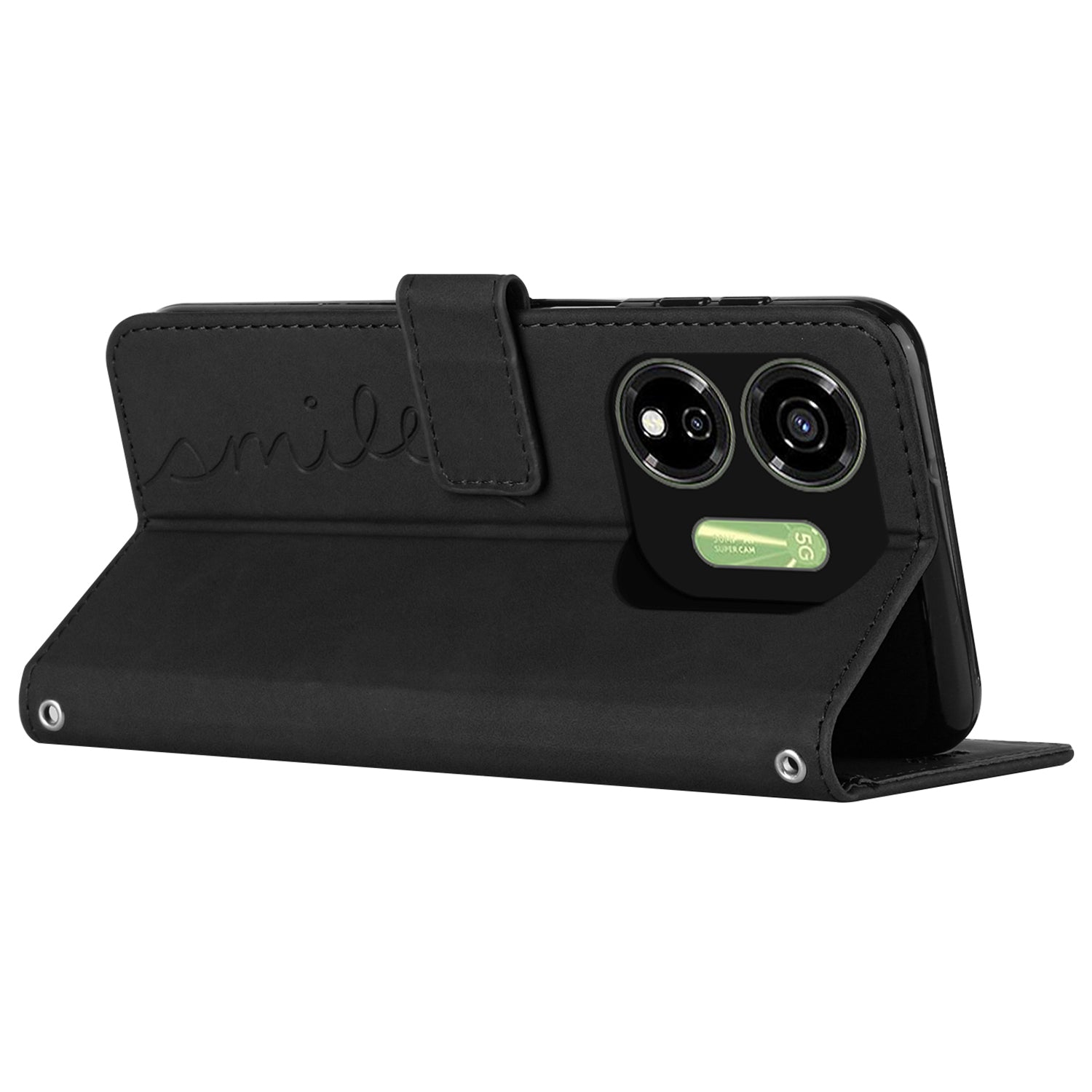 For Transsion itel P55 5G P661N Case Heart Pattern PU Leather Shockproof TPU Flip Phone Cover