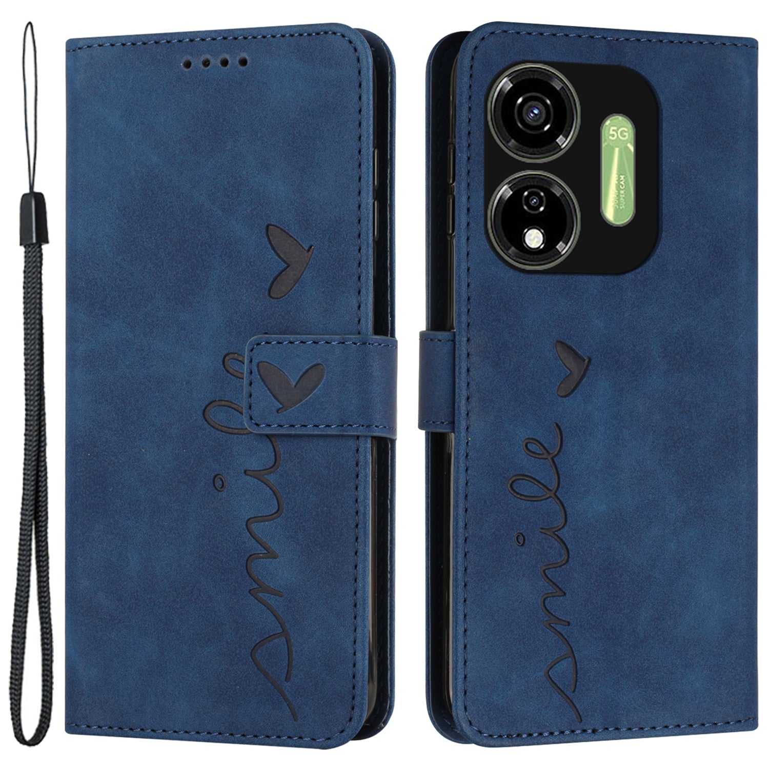 For Transsion itel P55 5G P661N Case Heart Pattern PU Leather Shockproof TPU Flip Phone Cover