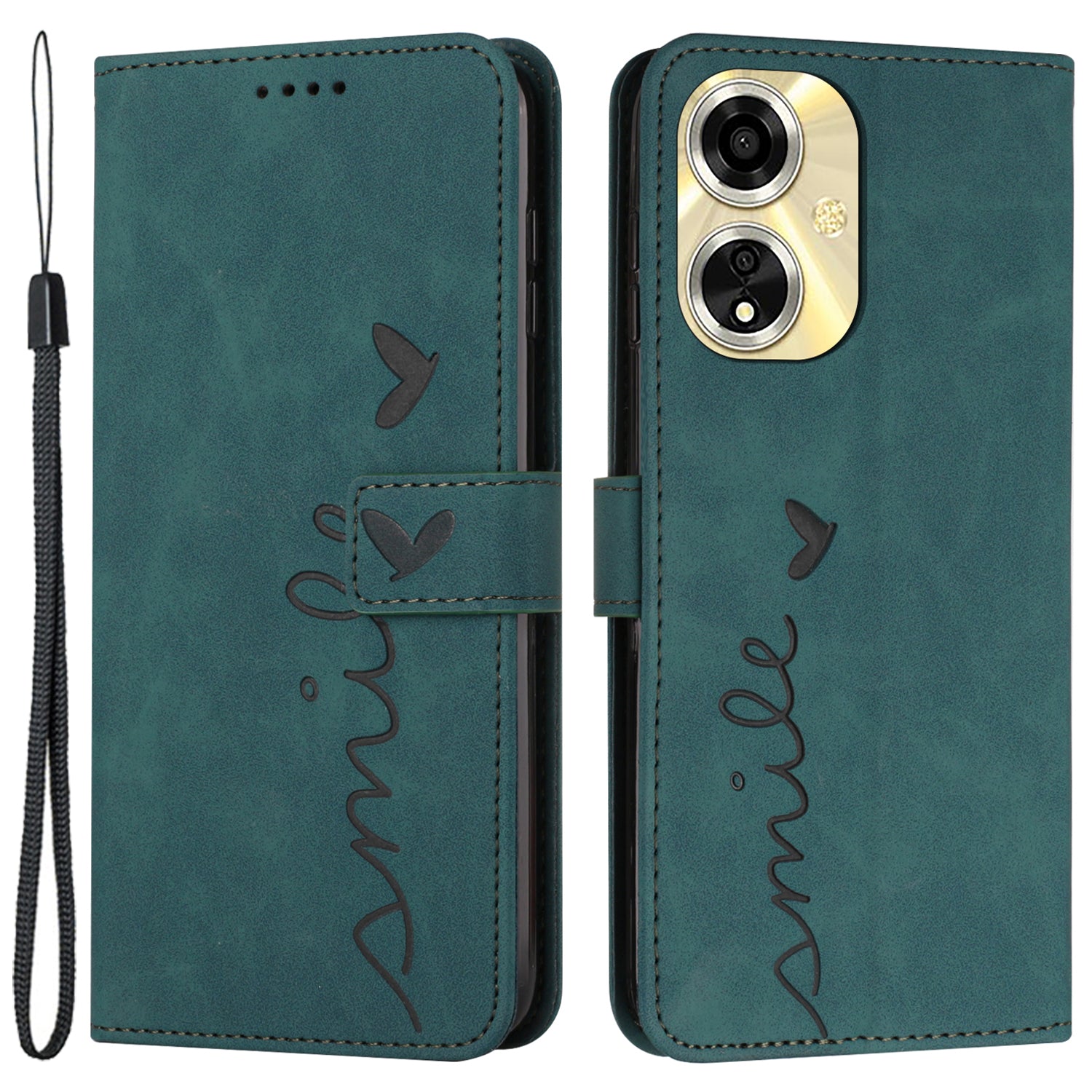 For Oppo A59 5G / A2m 5G Case Heart Imprinted PU Leather Phone Wallet Cover