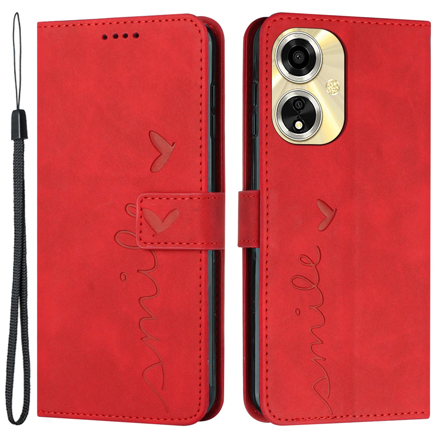 For Oppo A59 5G / A2m 5G Case Heart Imprinted PU Leather Phone Wallet Cover