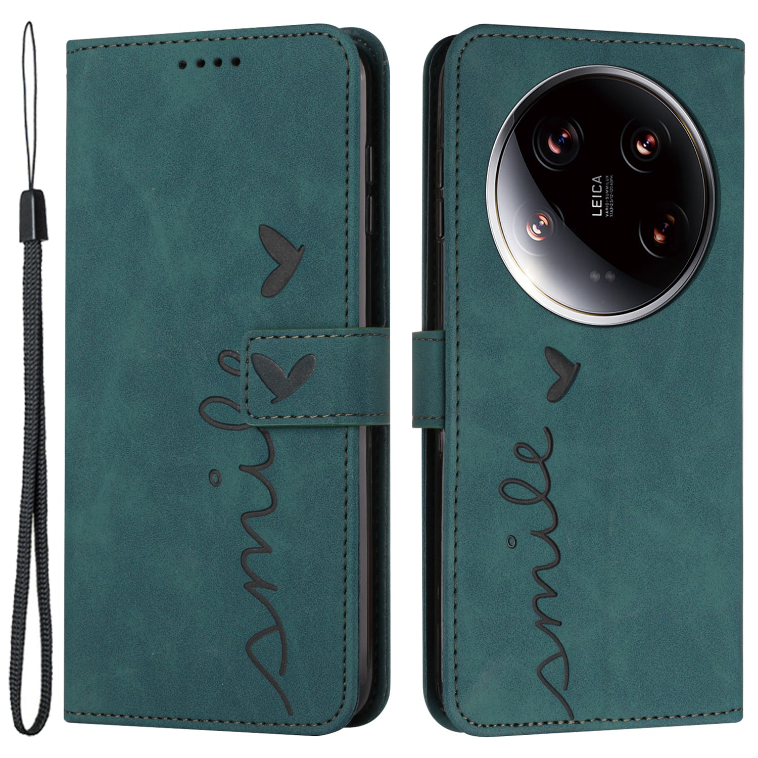 For Xiaomi 14 Ultra Case PU Leather Magnetic Folio Phone Cover Imprinted Love Heart