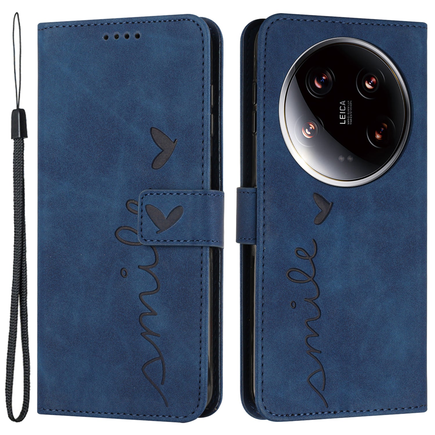 For Xiaomi 14 Ultra Case PU Leather Magnetic Folio Phone Cover Imprinted Love Heart