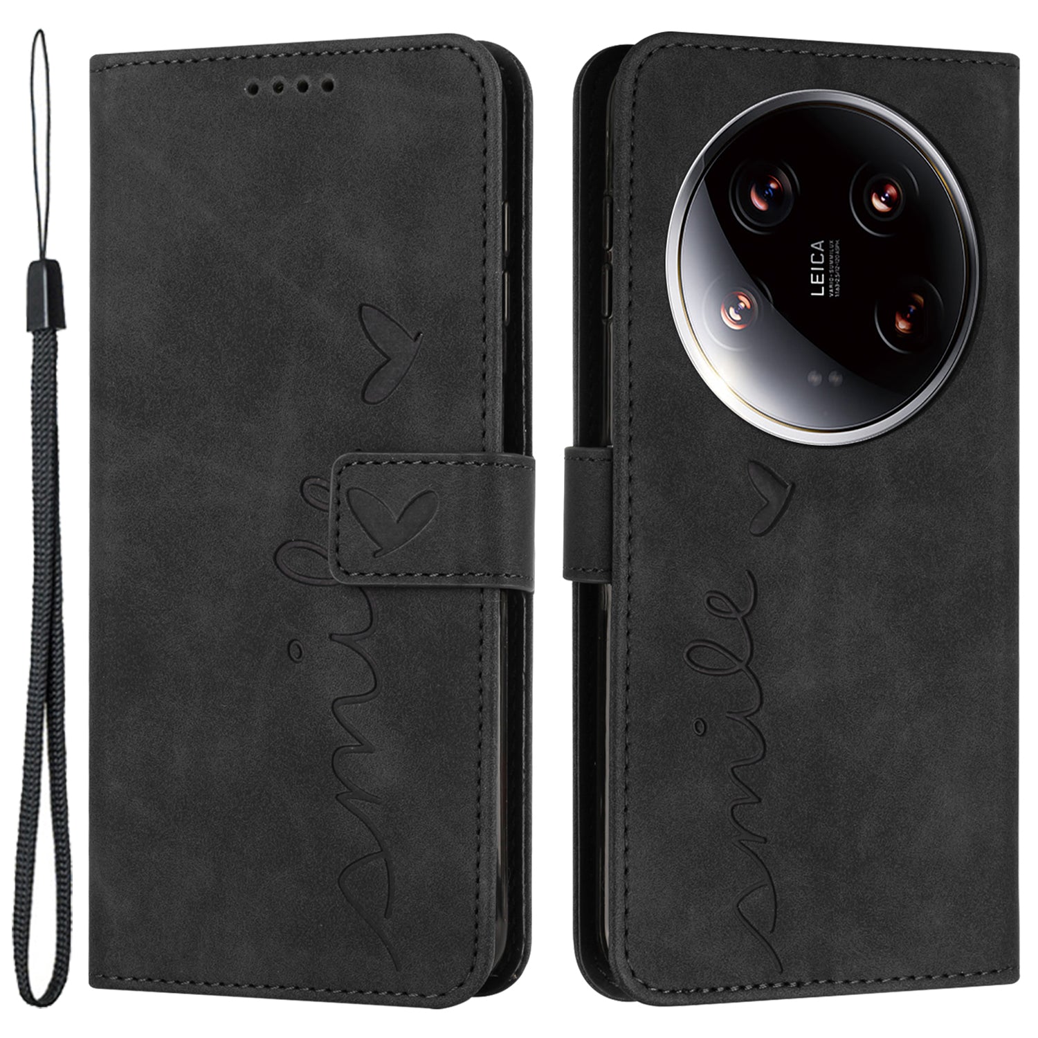 For Xiaomi 14 Ultra Case PU Leather Magnetic Folio Phone Cover Imprinted Love Heart