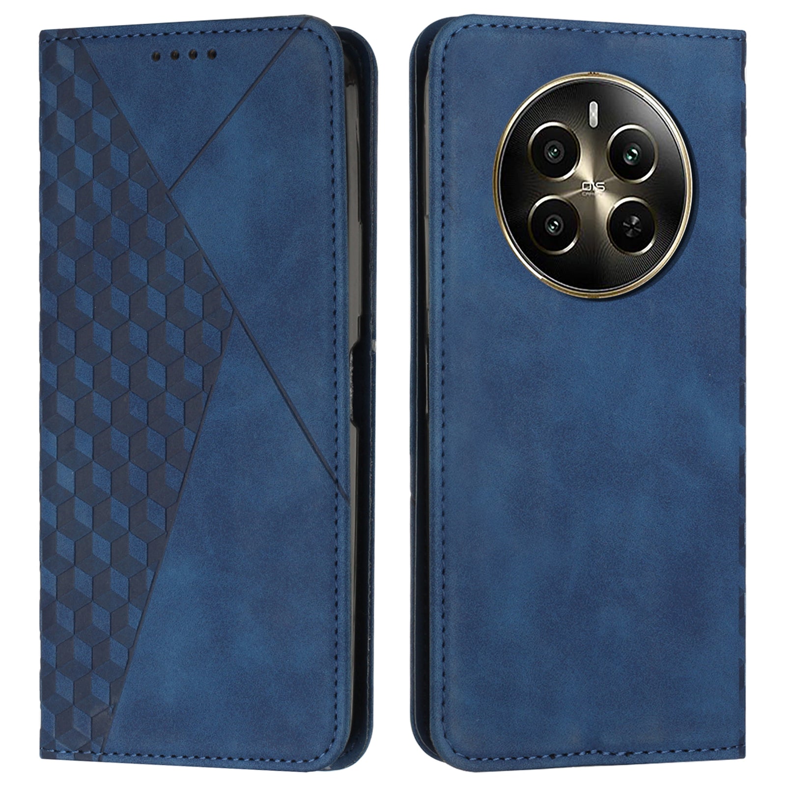 For Realme 12 Pro 5G / 12 Pro+ 5G Phone Case Wallet Splicing Rhombus PU Leather Flip Cover