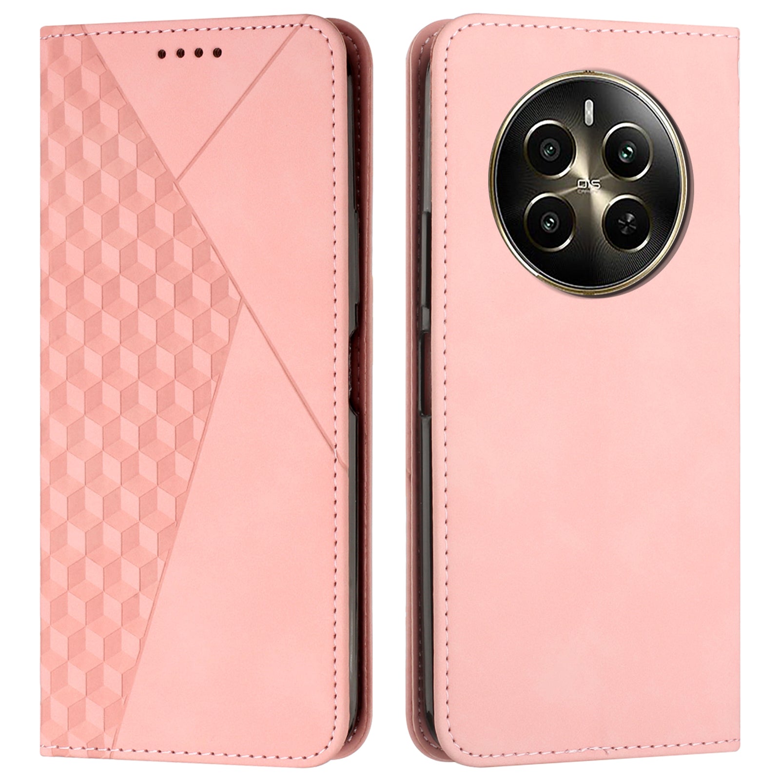For Realme 12 Pro 5G / 12 Pro+ 5G Phone Case Wallet Splicing Rhombus PU Leather Flip Cover