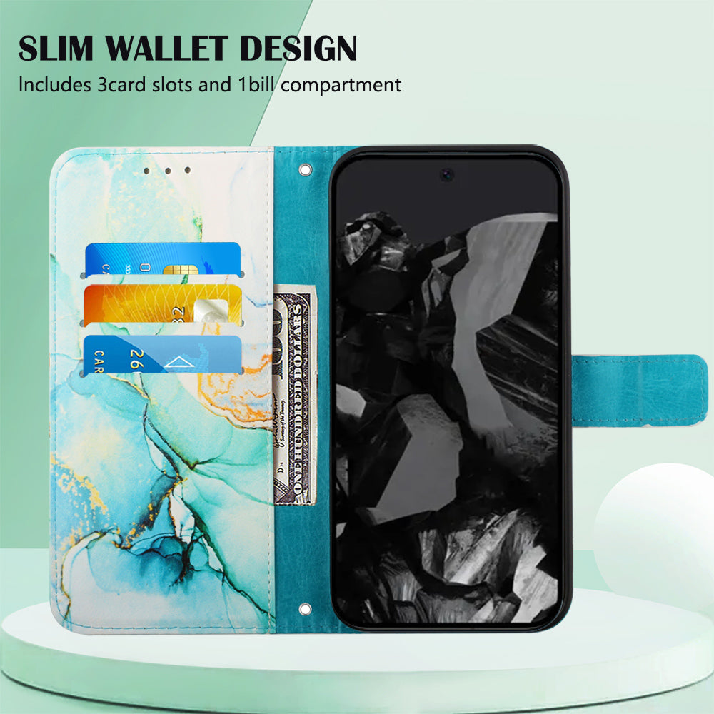 YB Pattern Printing Leather Series-6 For Google Pixel 9 Pro Wallet Phone Case with Shoulder Strap