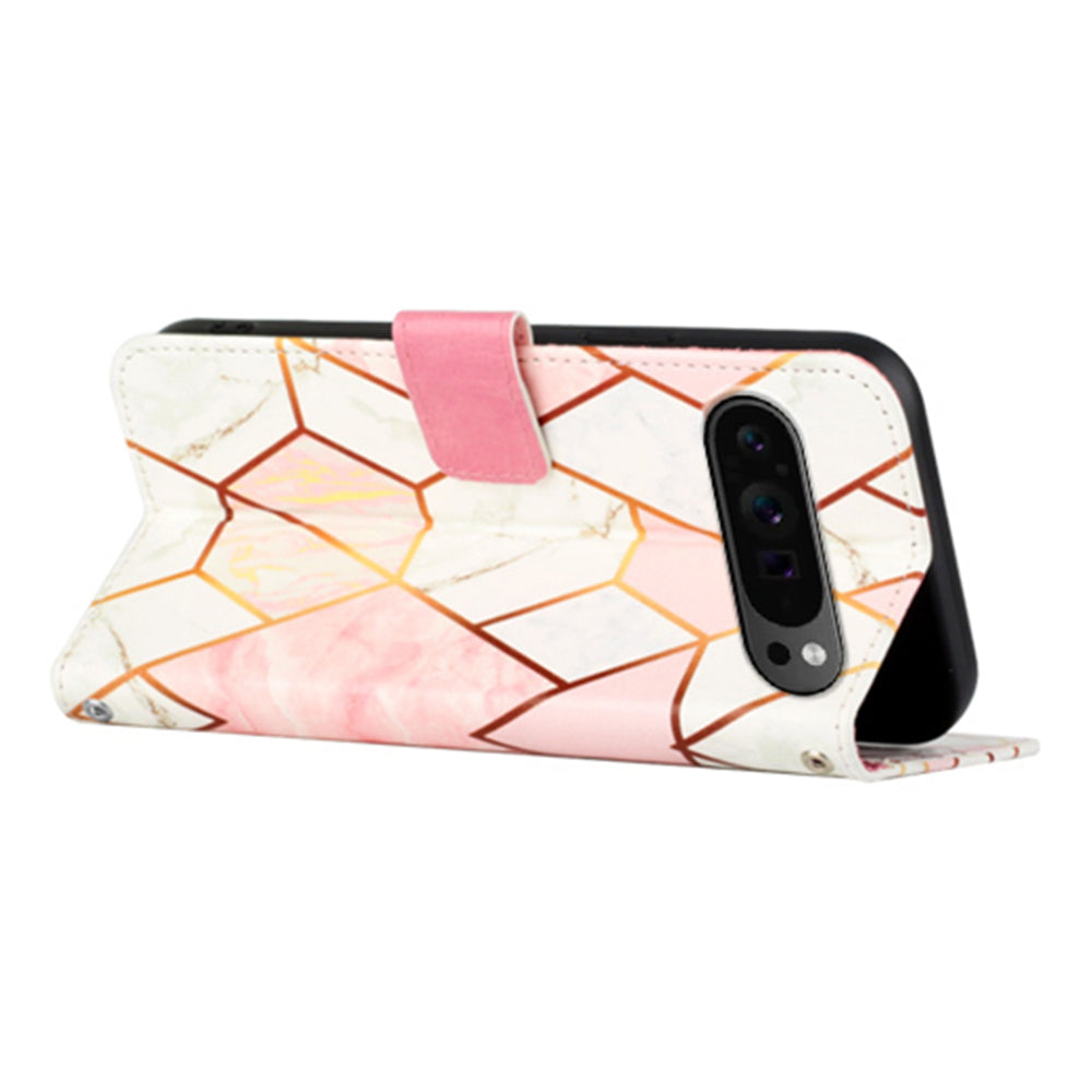 YB Pattern Printing Leather Series-5 For Google Pixel 9 Pro Phone Case with Hand Strap Wallet Stand Cover