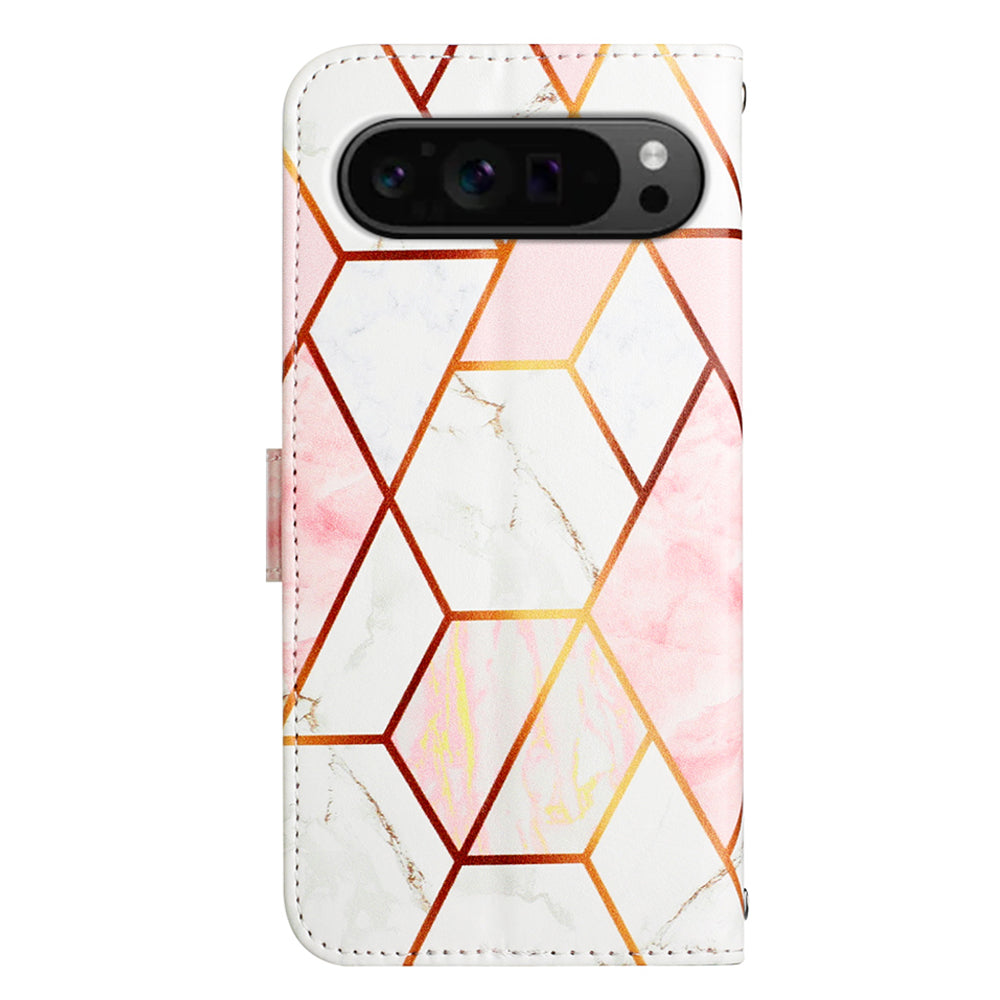 YB Pattern Printing Leather Series-5 For Google Pixel 9 Pro Phone Case with Hand Strap Wallet Stand Cover