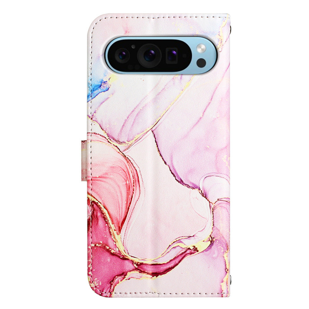 YB Pattern Printing Leather Series-5 For Google Pixel 9 Case Wallet Stand Phone Cover Marble Pattern
