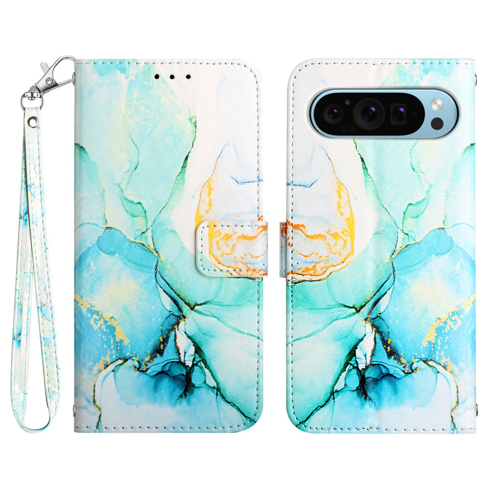YB Pattern Printing Leather Series-5 For Google Pixel 9 Case Wallet Stand Phone Cover Marble Pattern