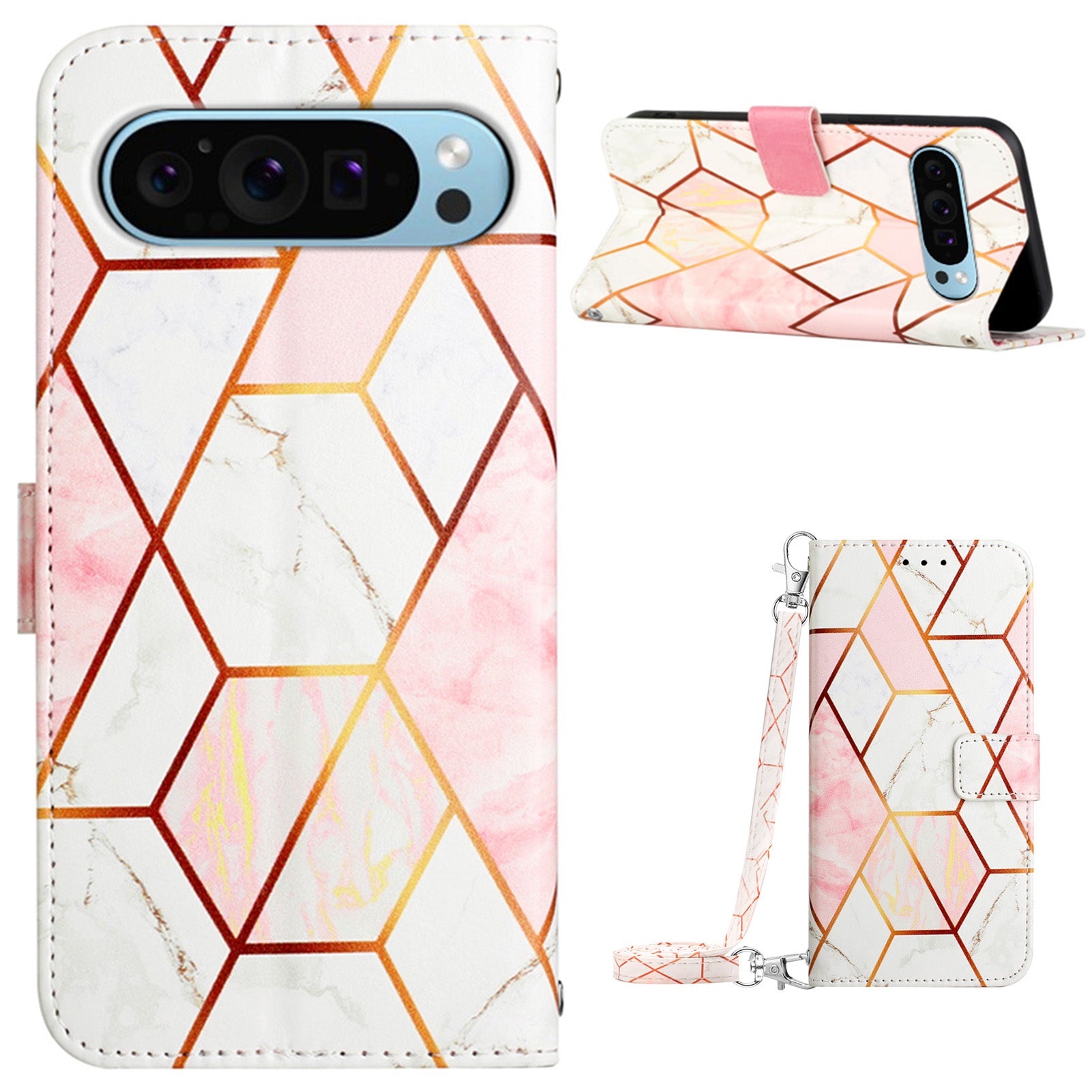 YB Pattern Printing Leather Series-6 For Google Pixel 9 Crossbody Phone Case Stand Wallet Cover