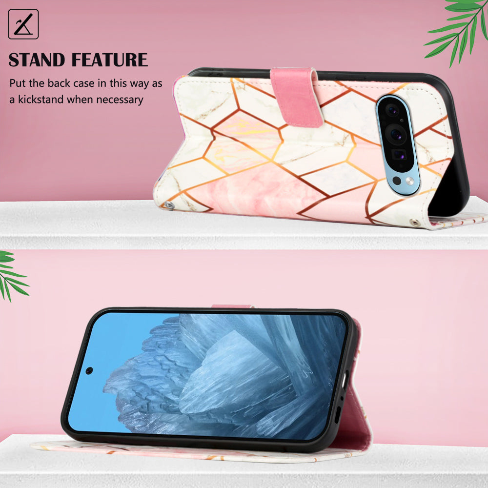 YB Pattern Printing Leather Series-6 For Google Pixel 9 Crossbody Phone Case Stand Wallet Cover