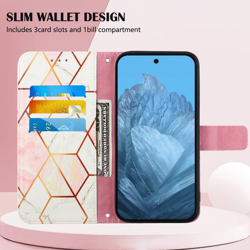YB Pattern Printing Leather Series-6 For Google Pixel 9 Crossbody Phone Case Stand Wallet Cover