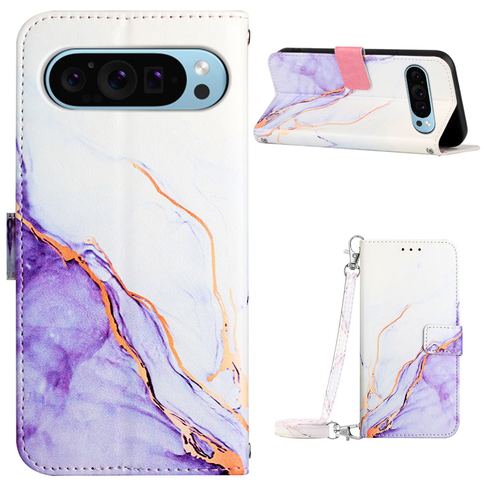 YB Pattern Printing Leather Series-6 For Google Pixel 9 Crossbody Phone Case Stand Wallet Cover