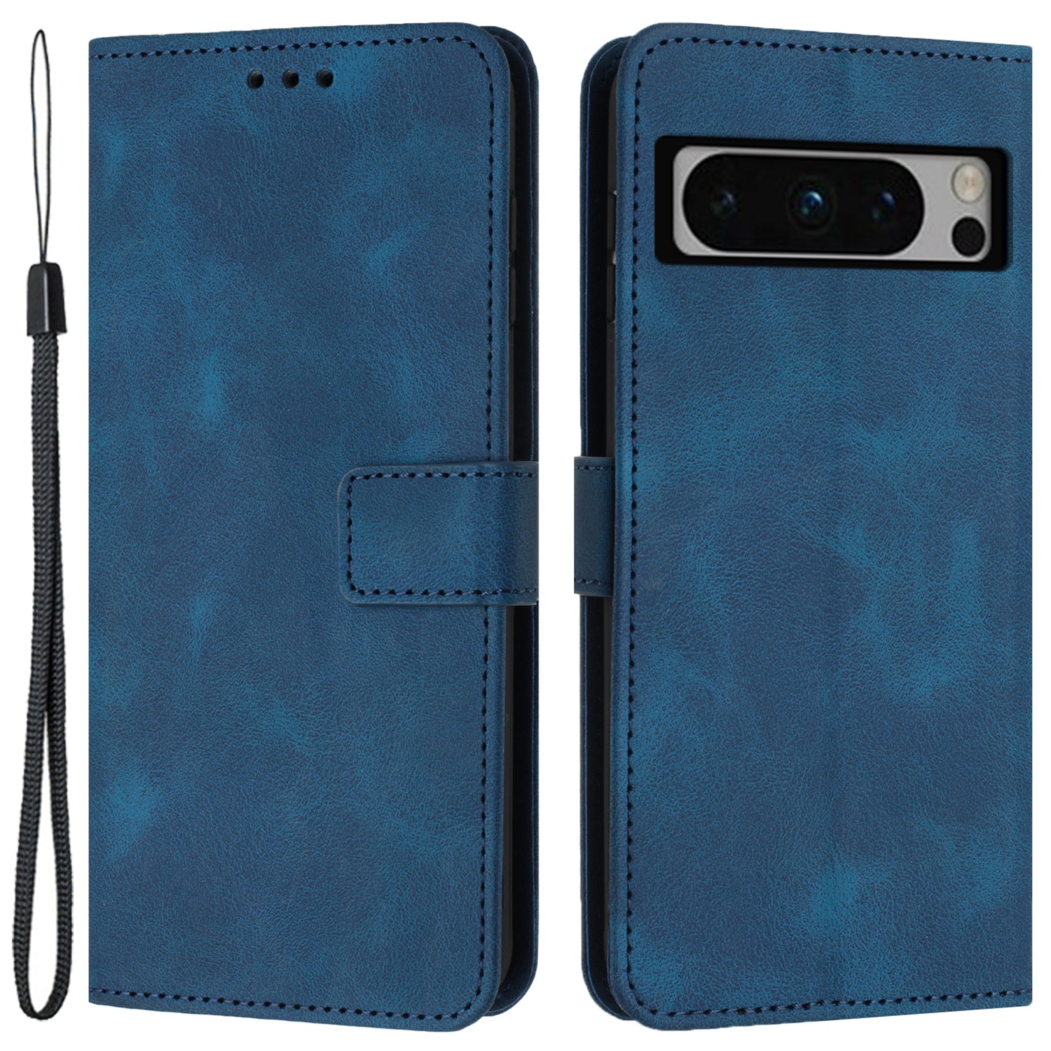 For Google Pixel 8 Pro Case PU Leather Folding Stand Skin-touch Wallet Phone Cover