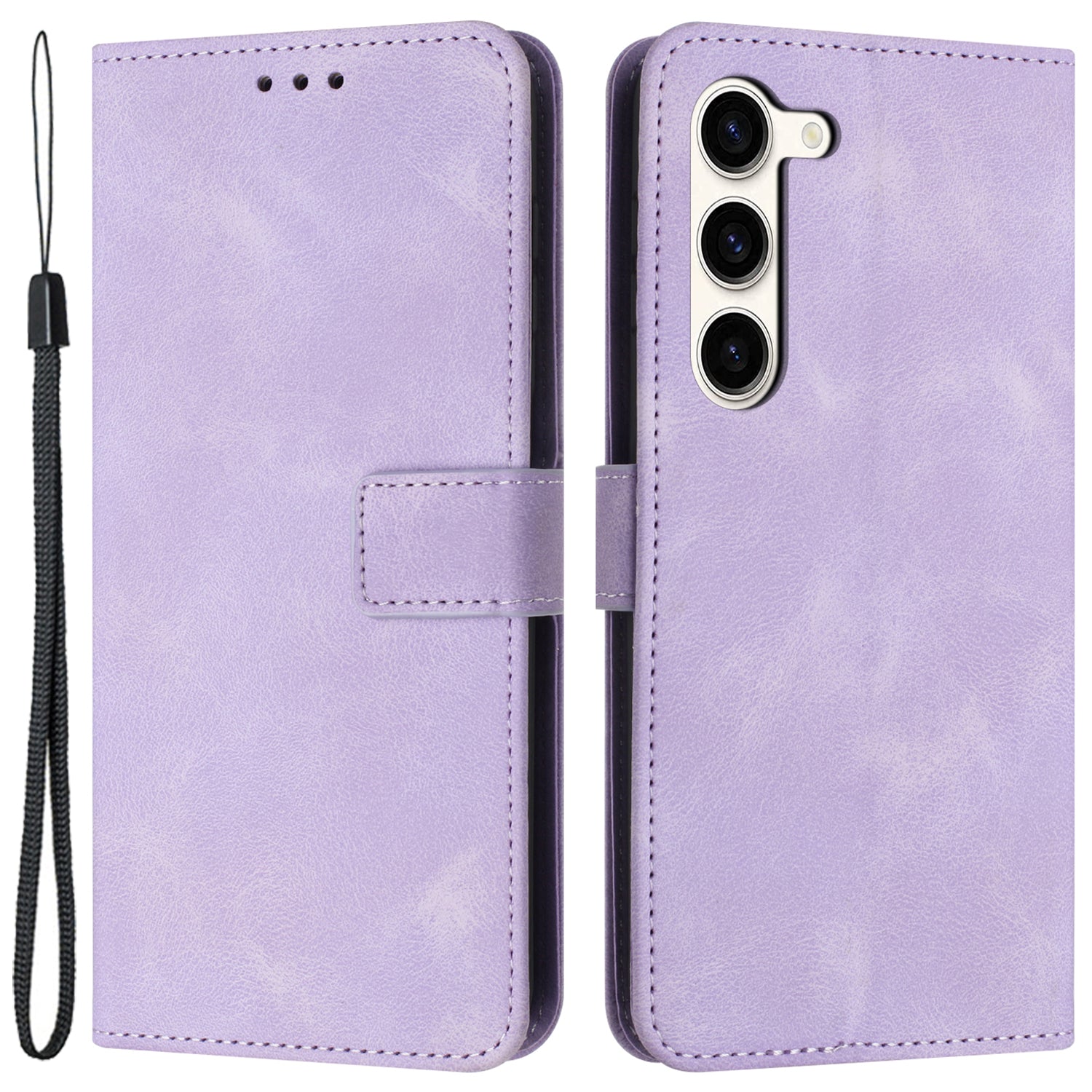 For Samsung Galaxy S23+ Case Skin-touch PU Leather Folio Stand Phone Cover