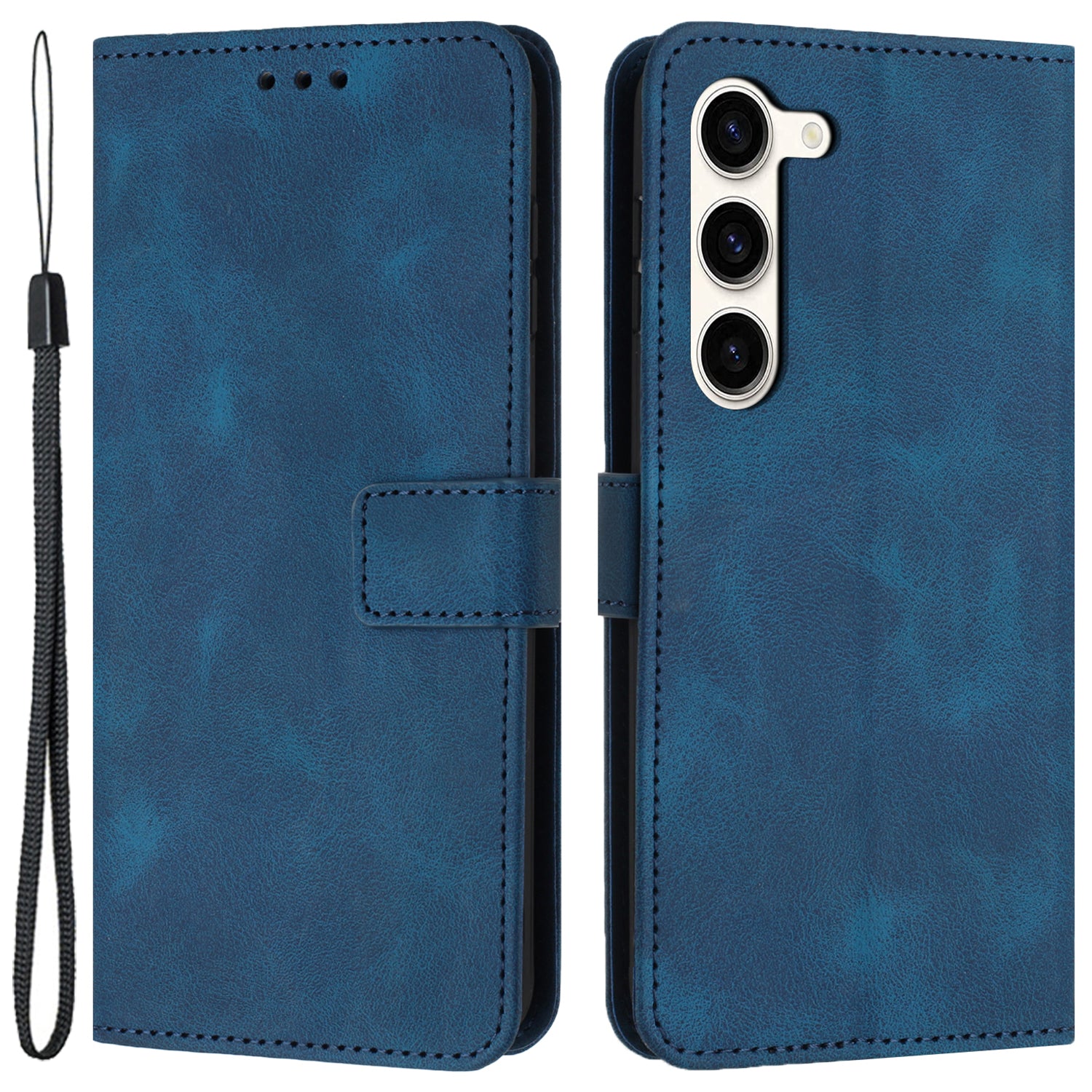 For Samsung Galaxy S23+ Case Skin-touch PU Leather Folio Stand Phone Cover