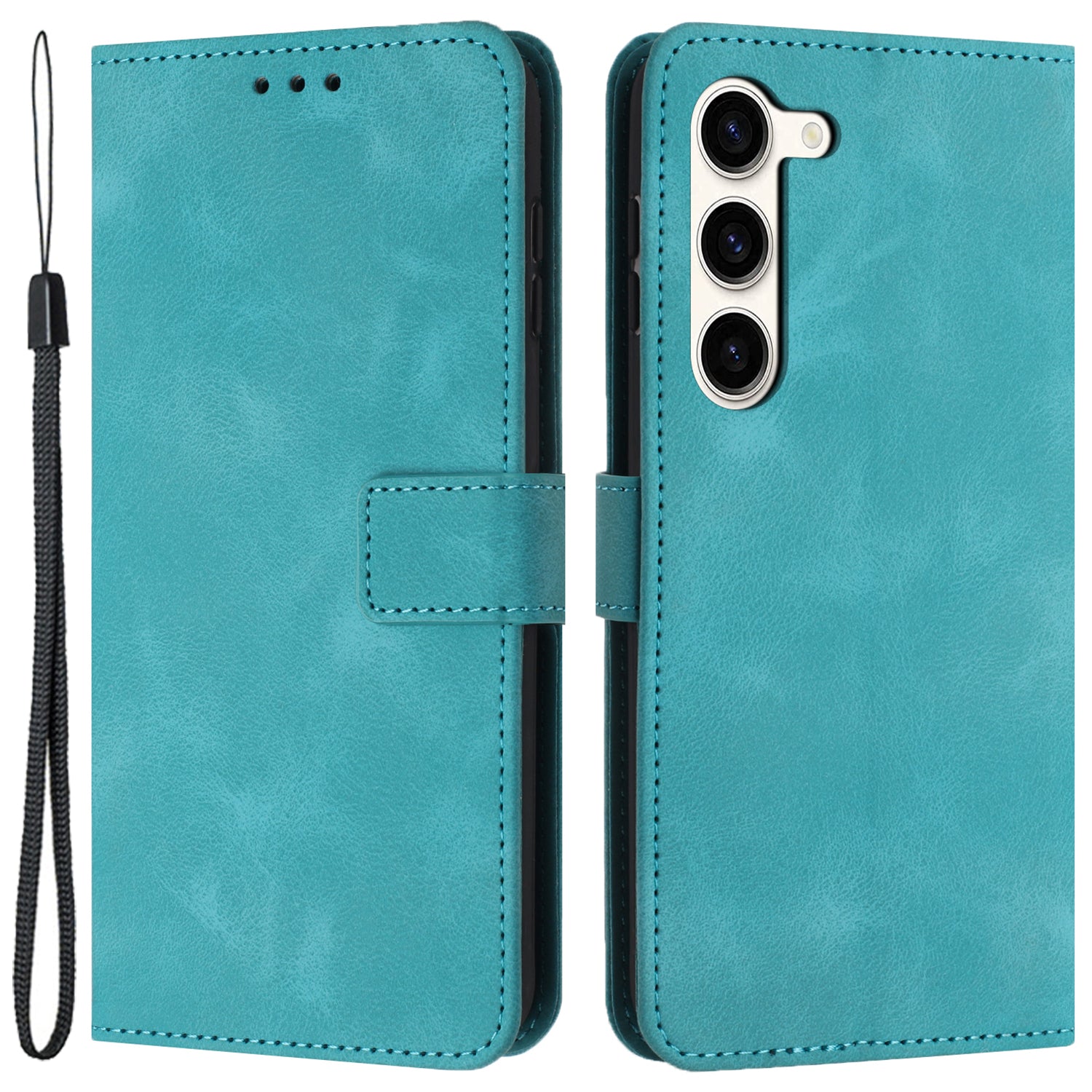 For Samsung Galaxy S23+ Case Skin-touch PU Leather Folio Stand Phone Cover